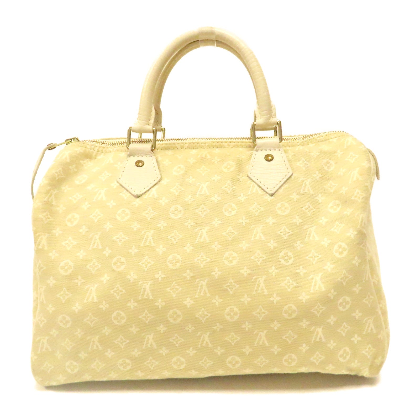 LOUIS VUITTON 【激減優惠】Monogram Mini Speedy 30金扣手挽袋白色