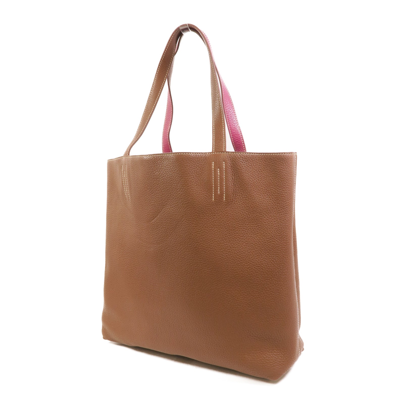 HERMES Clemence皮革Double Sens 45肩背袋Tosca/Marron