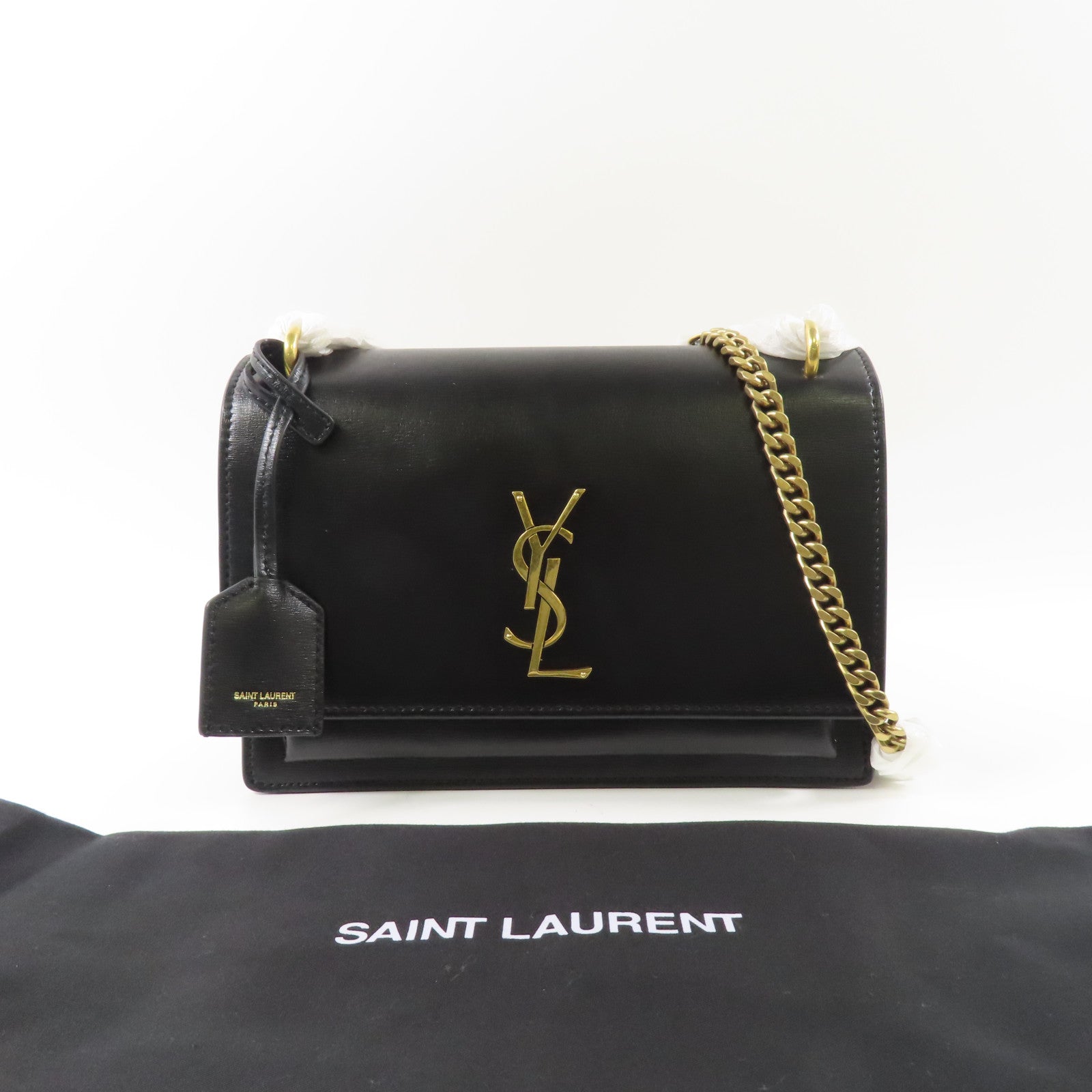 SAINT LAURENT 【激減優惠】牛皮皮革Sunset Medium金扣鏈帶肩背袋