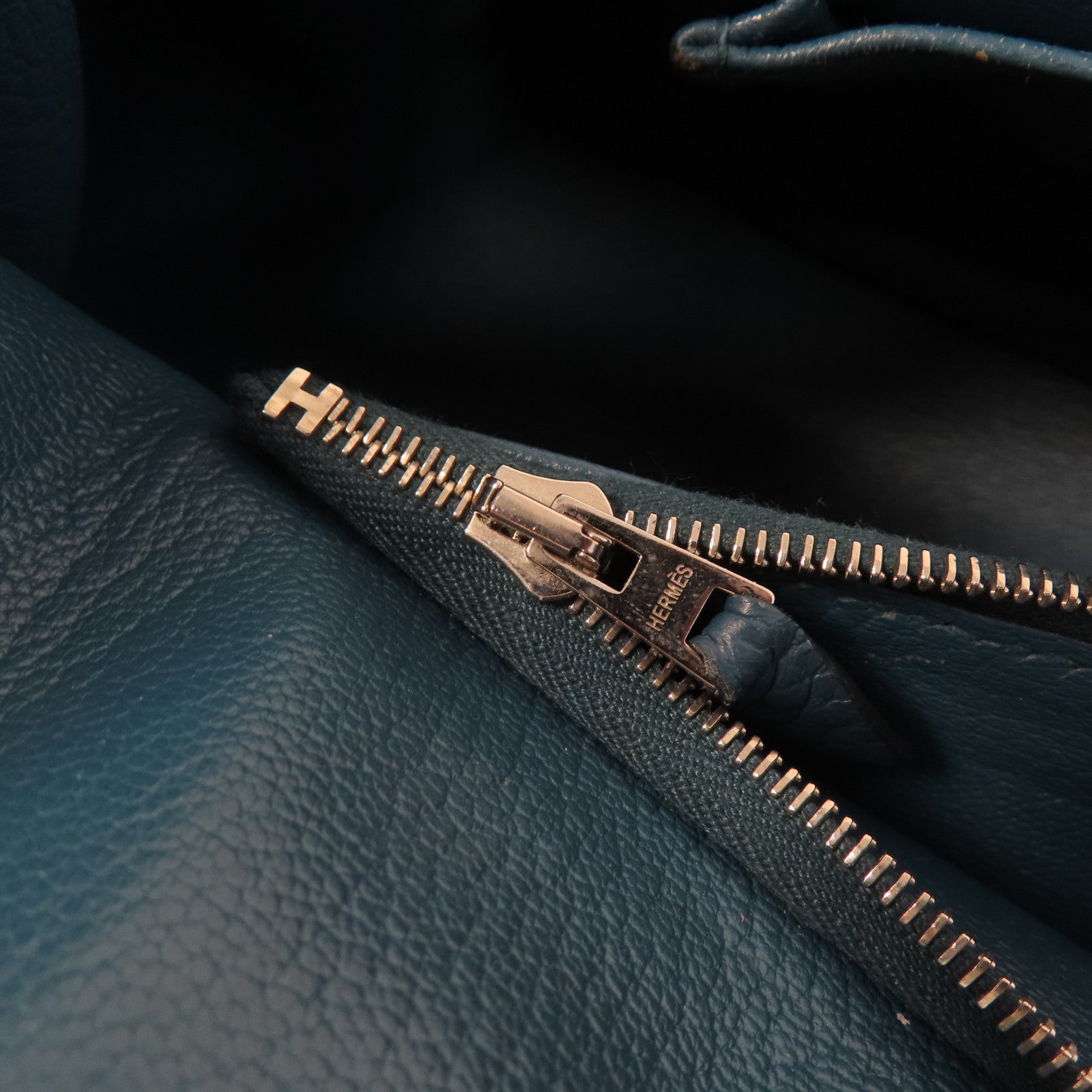 HERMES 【激減優惠】Clemence皮革Jypsiere 34銀扣肩背袋鴨子藍色