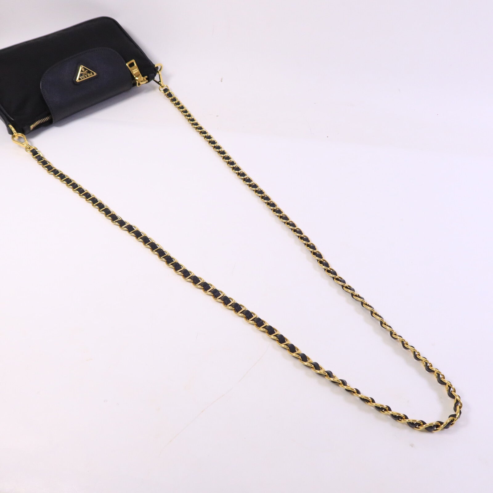 PRADA 皮革/尼龍Shoulder Bag鏈帶肩背袋