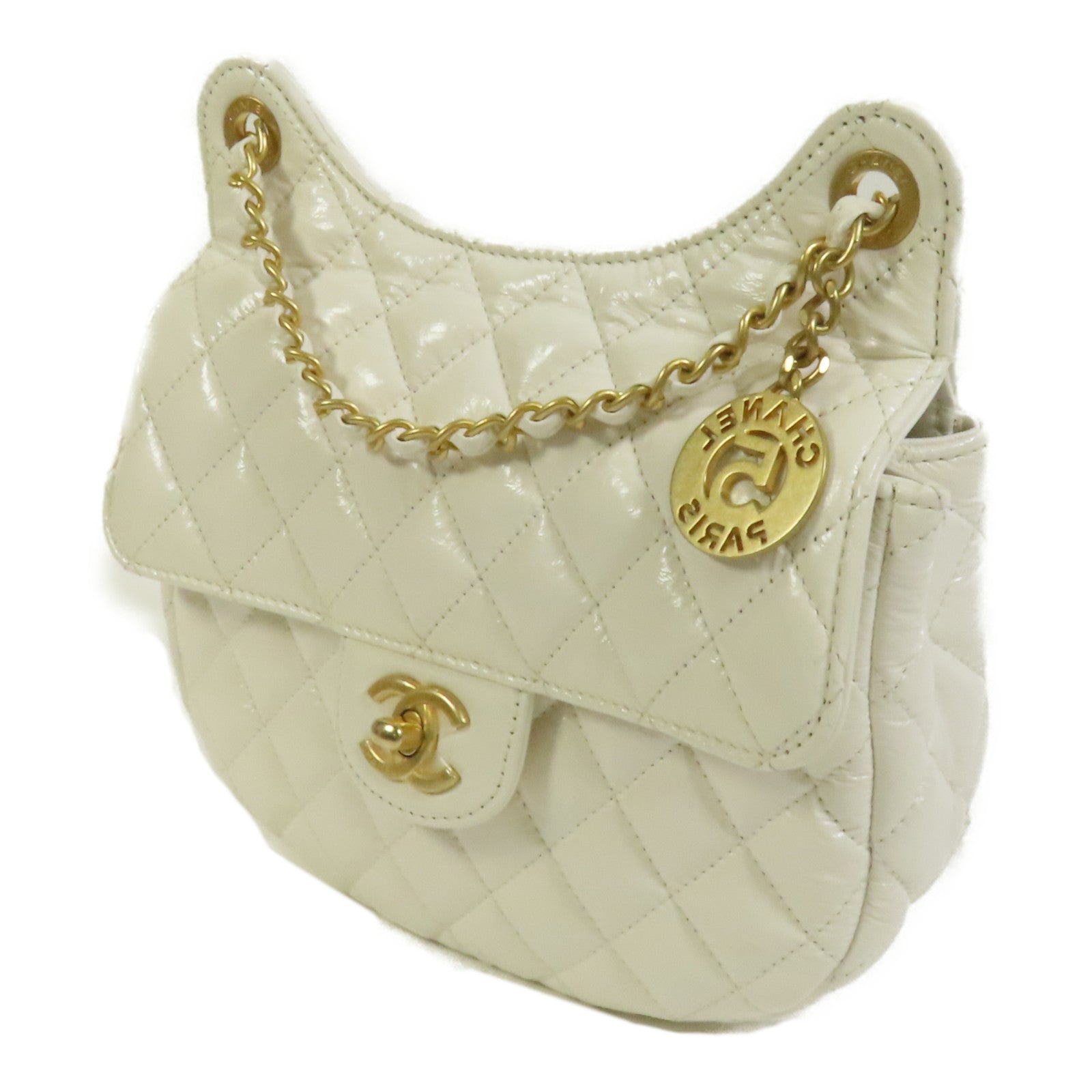 CHANEL 牛皮皮革24C 金扣手挽肩背兩用袋