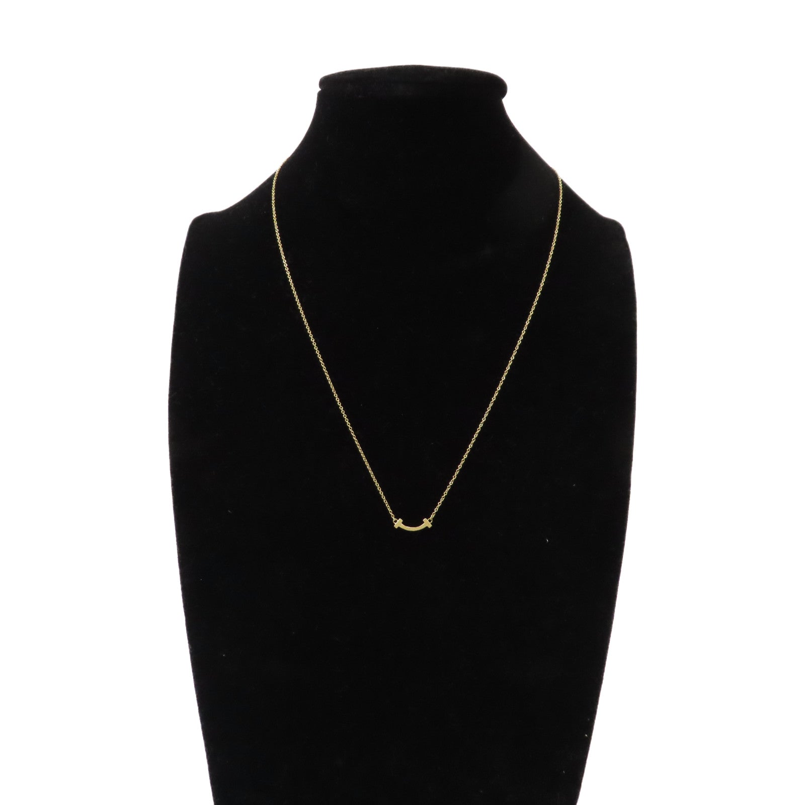 TIFFANY＆CO 18K黃金Mini T Smile Pendant Necklace金扣項鍊金色