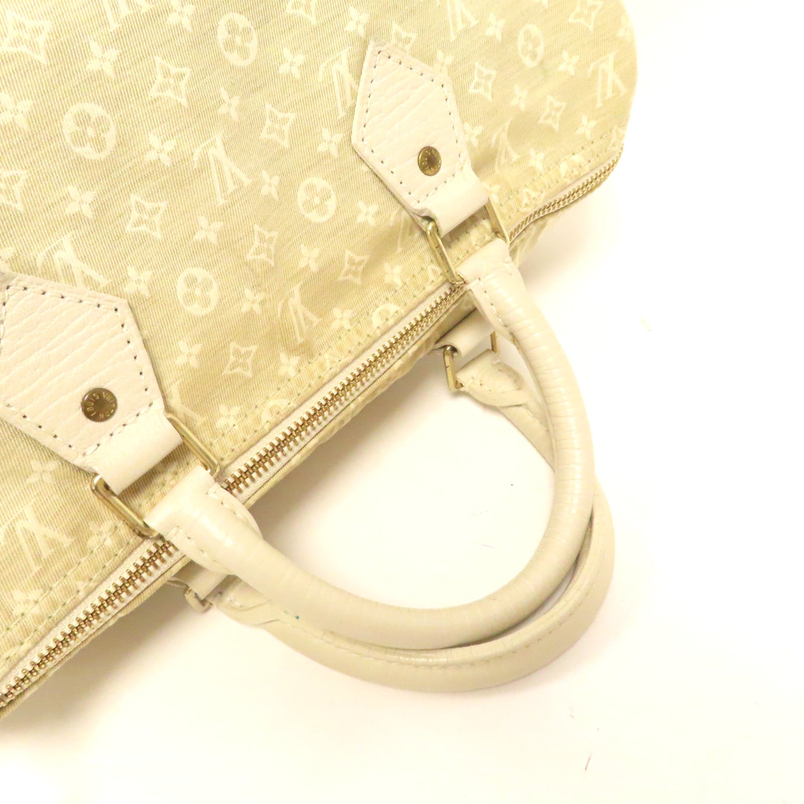 LOUIS VUITTON 【激減優惠】Monogram Mini Speedy 30金扣手挽袋白色