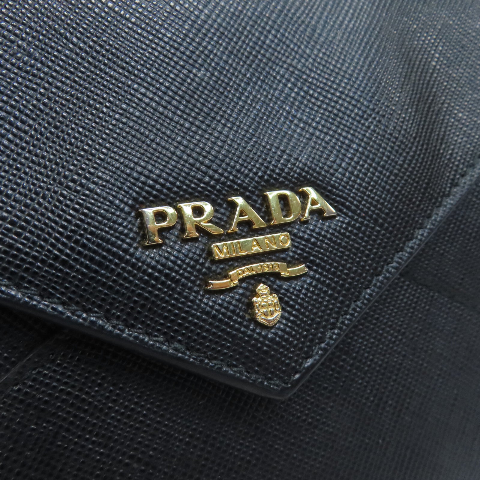 PRADA 牛皮皮革Long Wallet金扣長錢包黑色