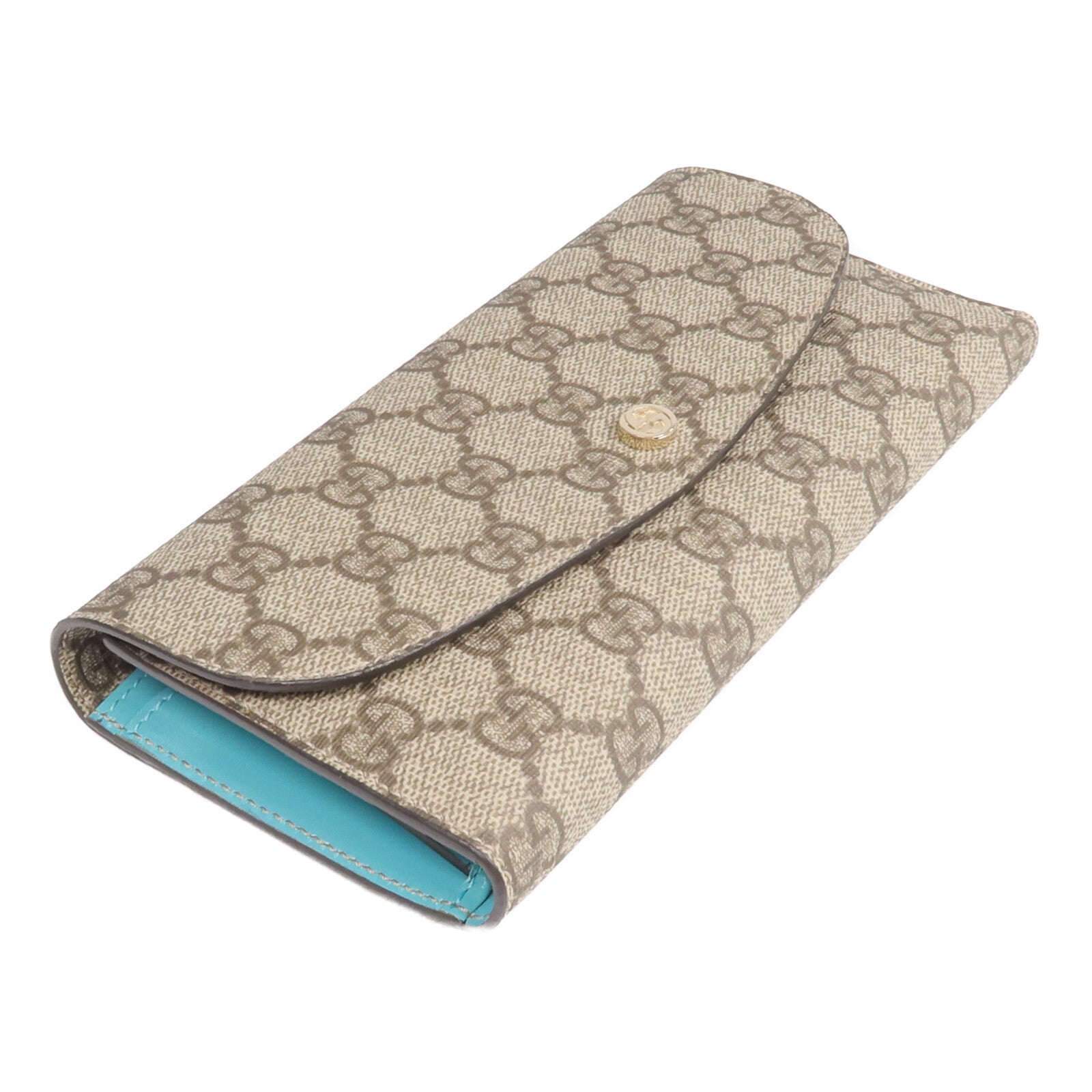GUCCI 塗層帆布Long Wallet金扣長錢包