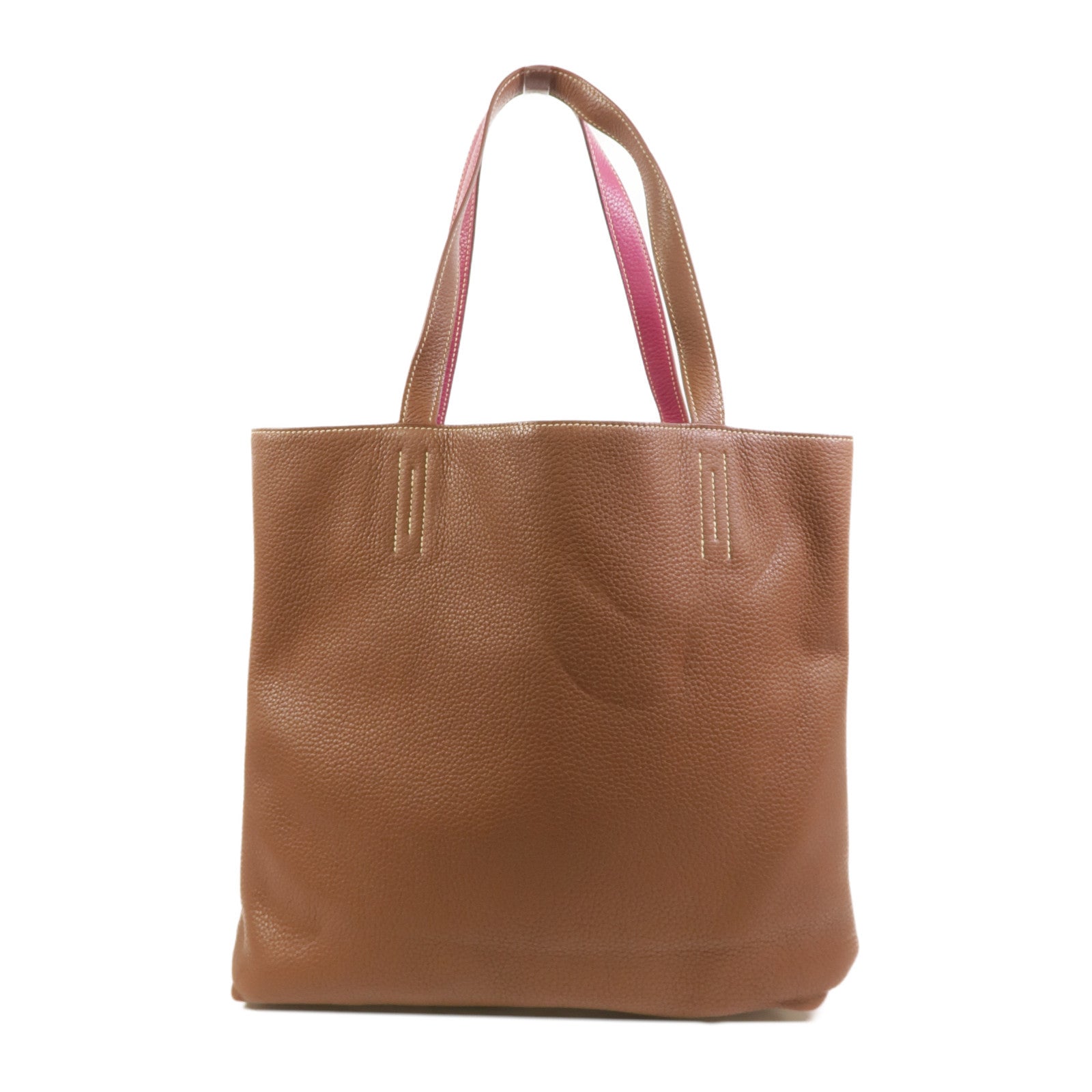 HERMES Clemence皮革Double Sens 45肩背袋Tosca/Marron