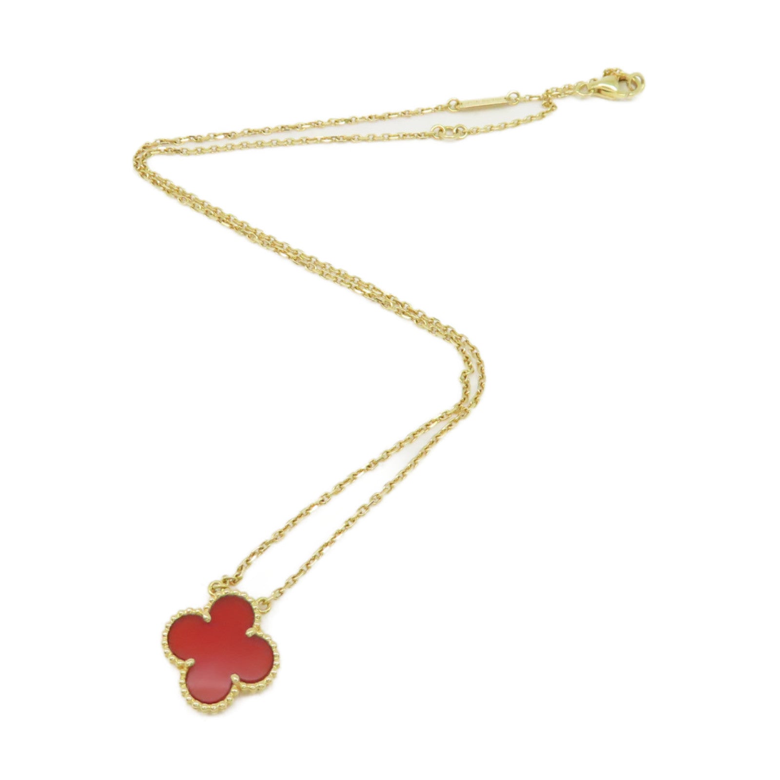 Van Cleef & Arpels 【激減優惠】18K黃金/紅玉髓Vintage Alhambra Necklace項鏈紅色/金色