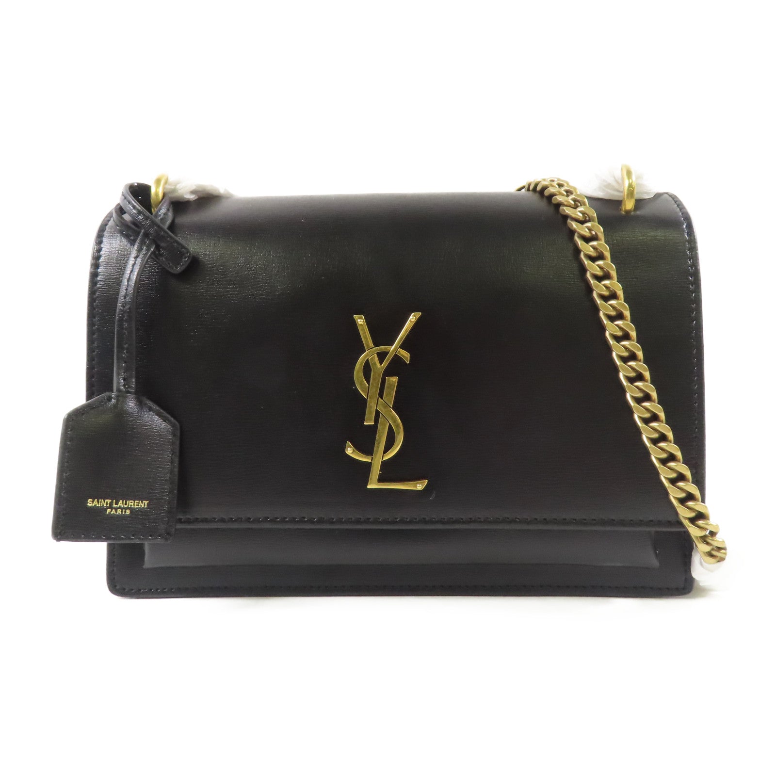 SAINT LAURENT 【激減優惠】牛皮皮革Sunset Medium金扣鏈帶肩背袋