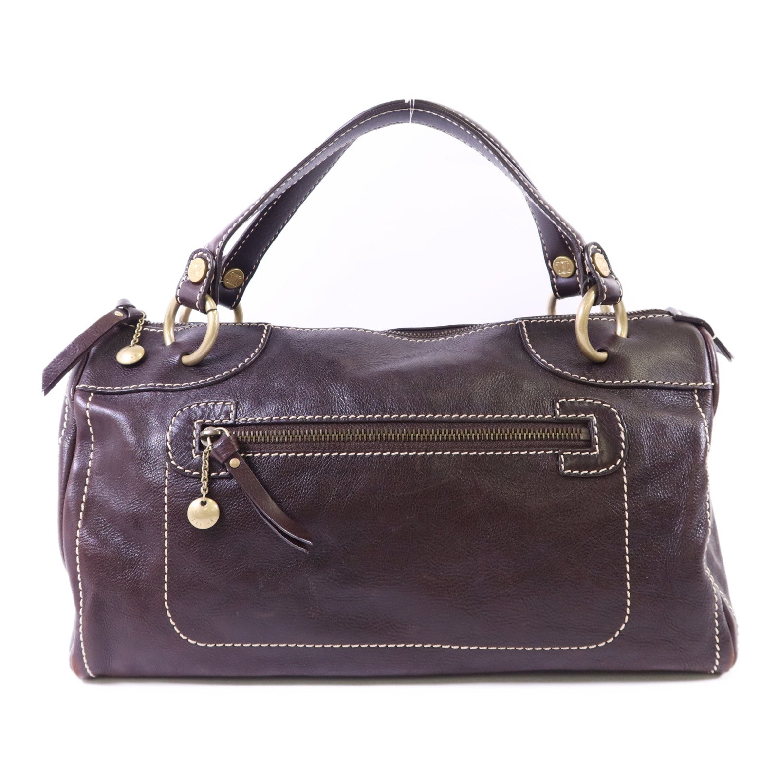 CELINE 牛皮皮革Bowling Bag金扣手挽袋