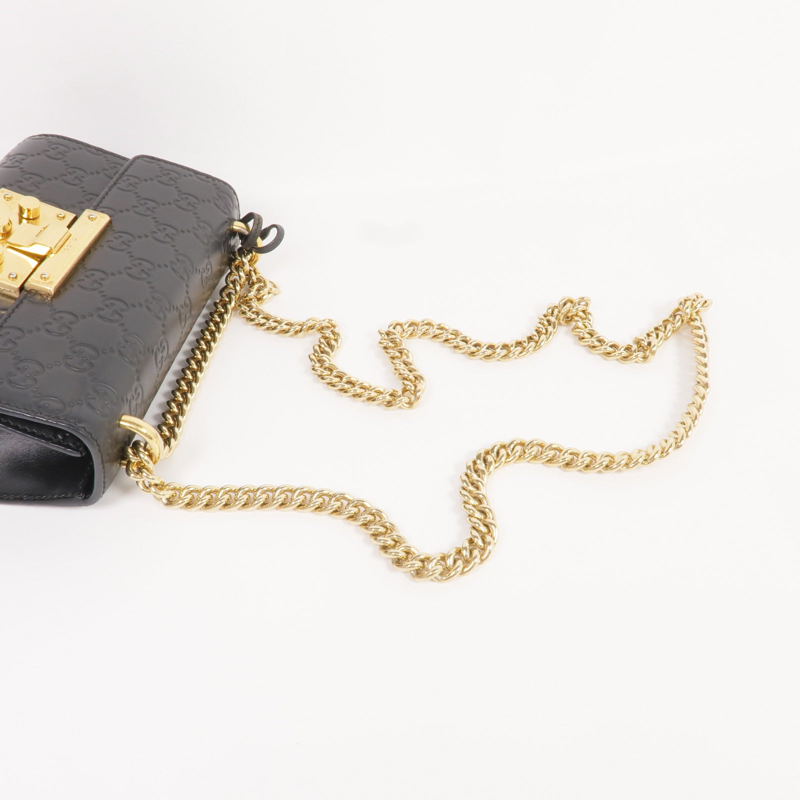 GUCCI 【激減優惠】牛皮皮革Padlock Small金扣鏈帶肩背袋
