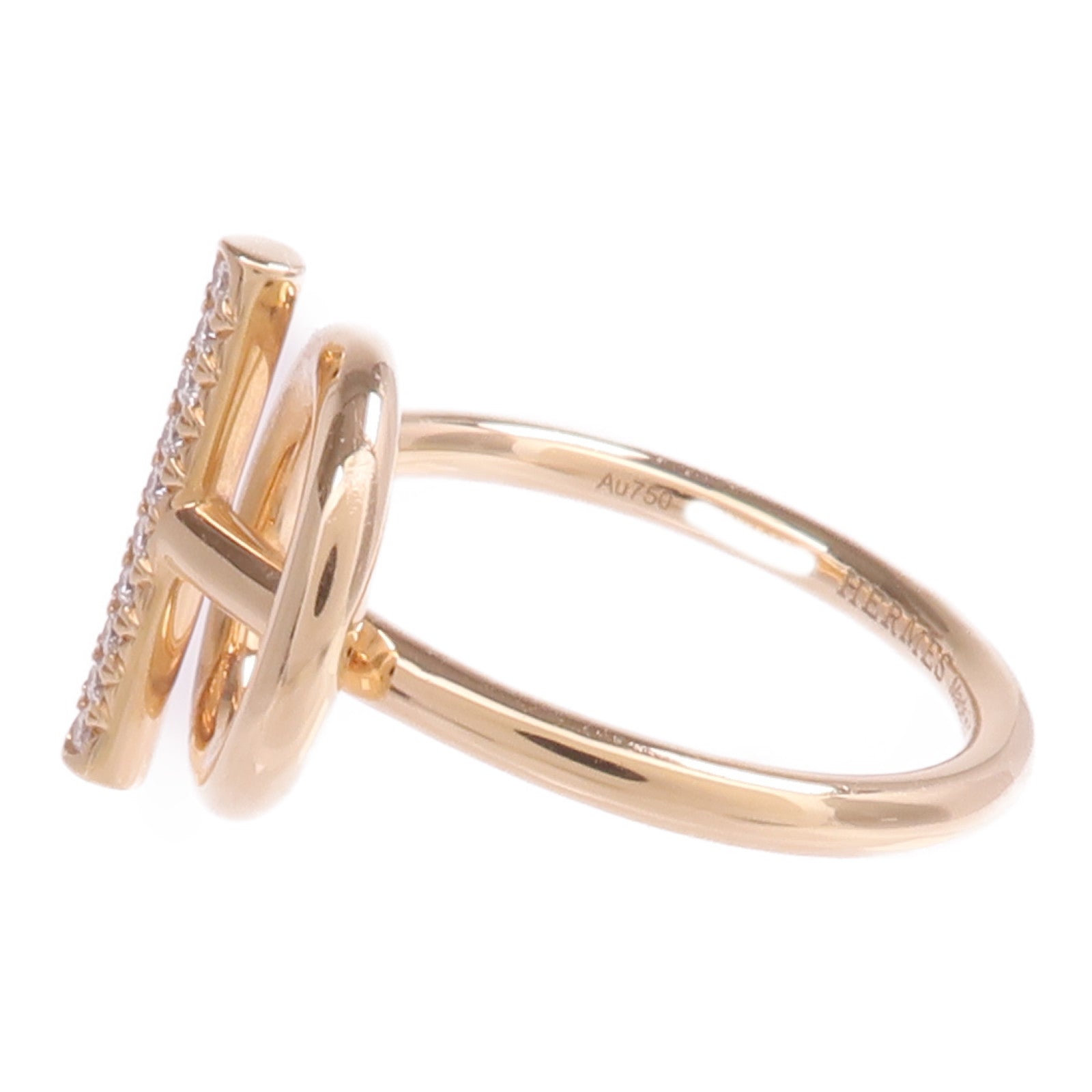 HERMES 18K玫瑰金Echappee Ring鑽石戒指Hermes#52/US#6.5