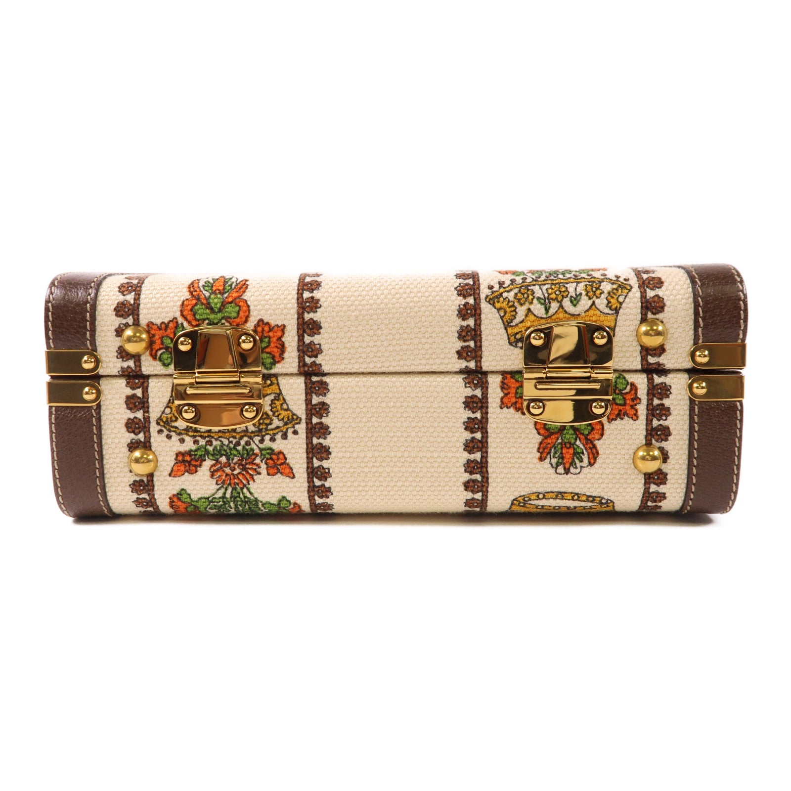 GUCCI 帆布/皮革Beauty Case金扣手挽肩背兩用袋