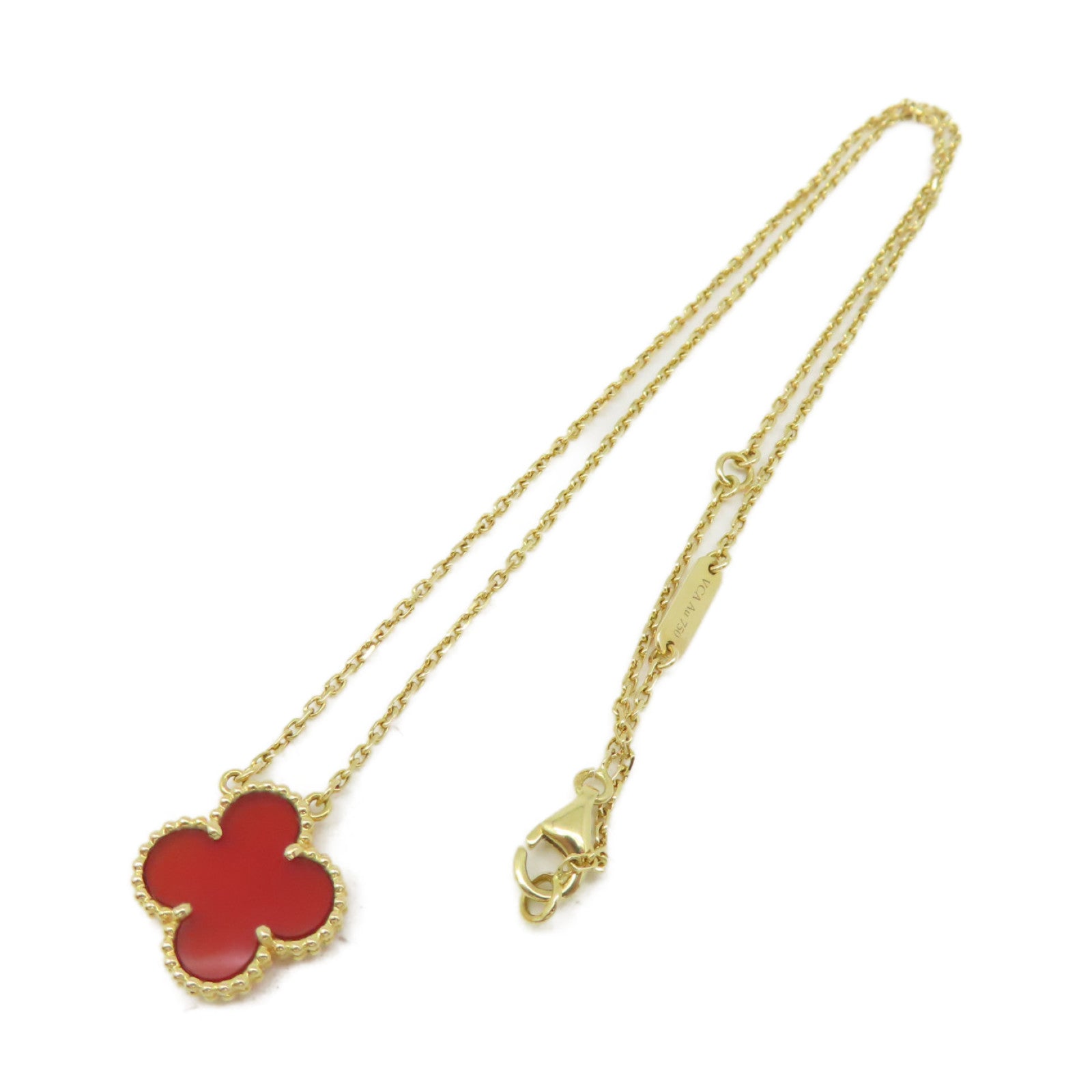 Van Cleef & Arpels 【激減優惠】18K黃金/紅玉髓Vintage Alhambra Necklace項鏈紅色/金色