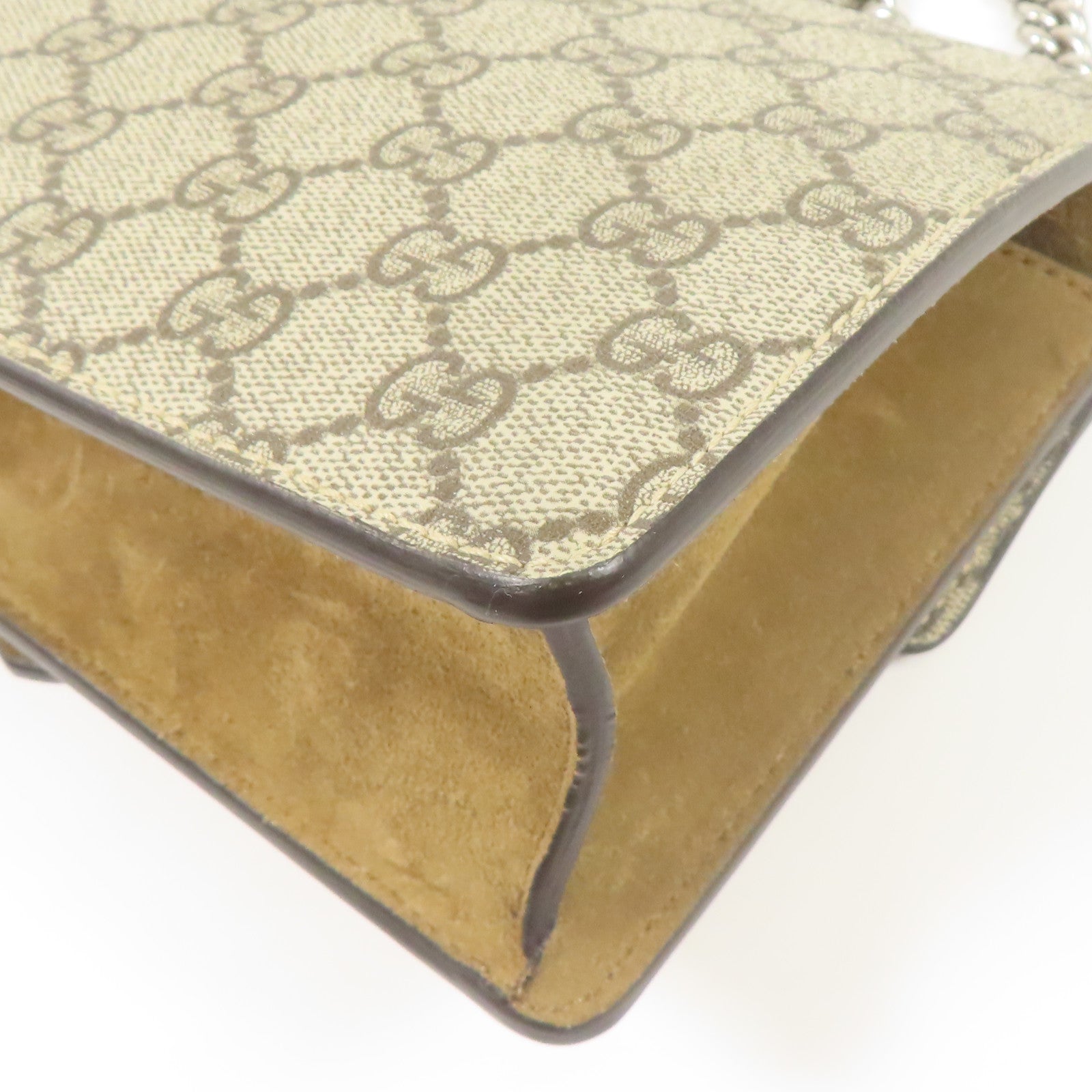 GUCCI 【激減優惠】塗層帆布Dionysus銀扣鏈帶肩背袋