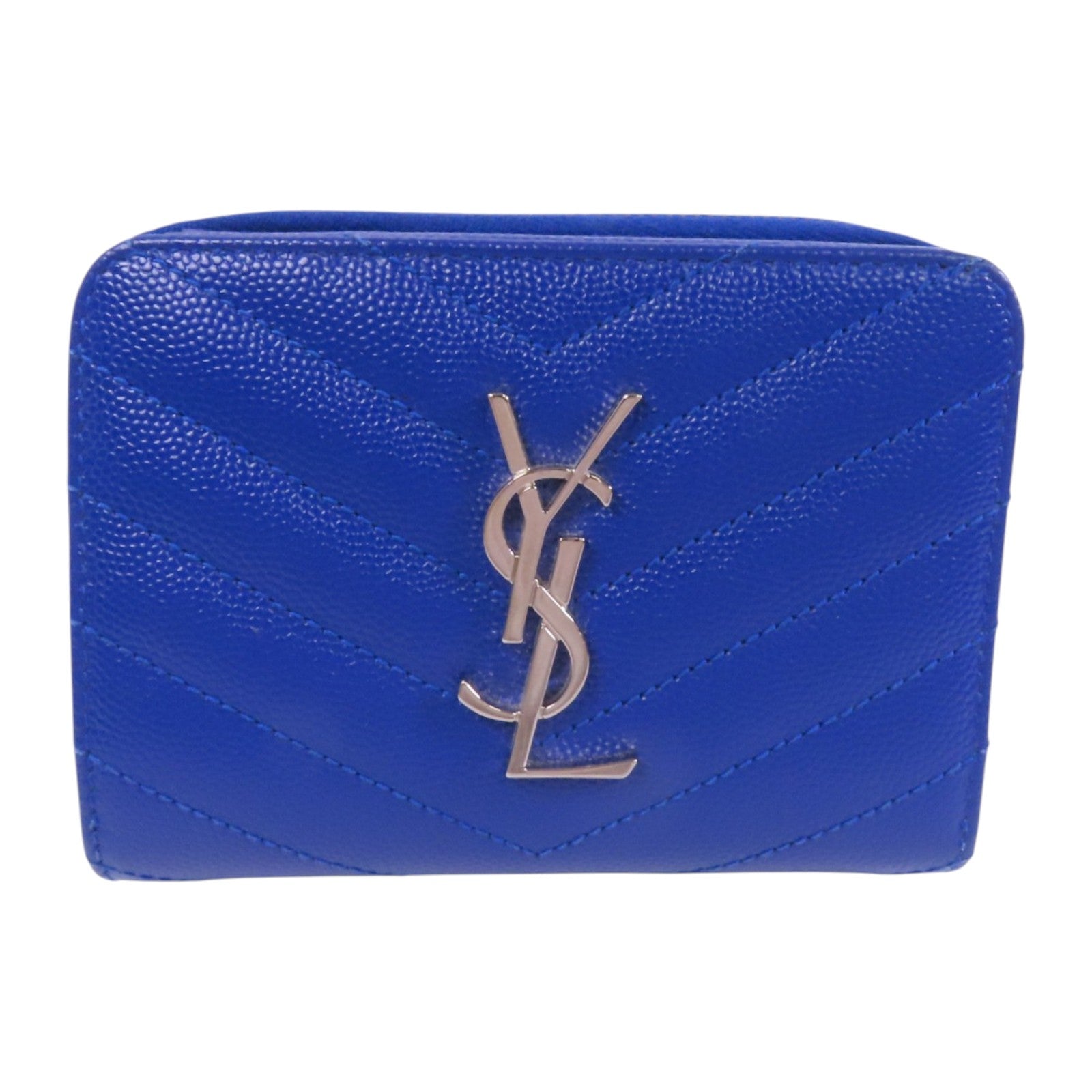SAINT LAURENT 牛皮皮革Zipper Wallet銀扣拉鏈短錢包
