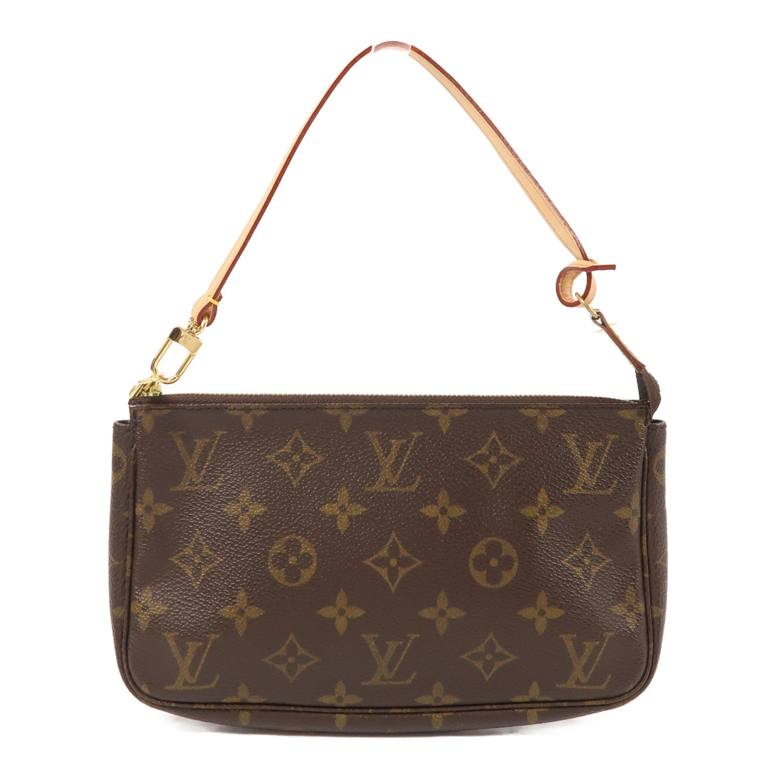 LOUIS VUITTON Monogram Pochette Accessoires金扣手拿包棕色
