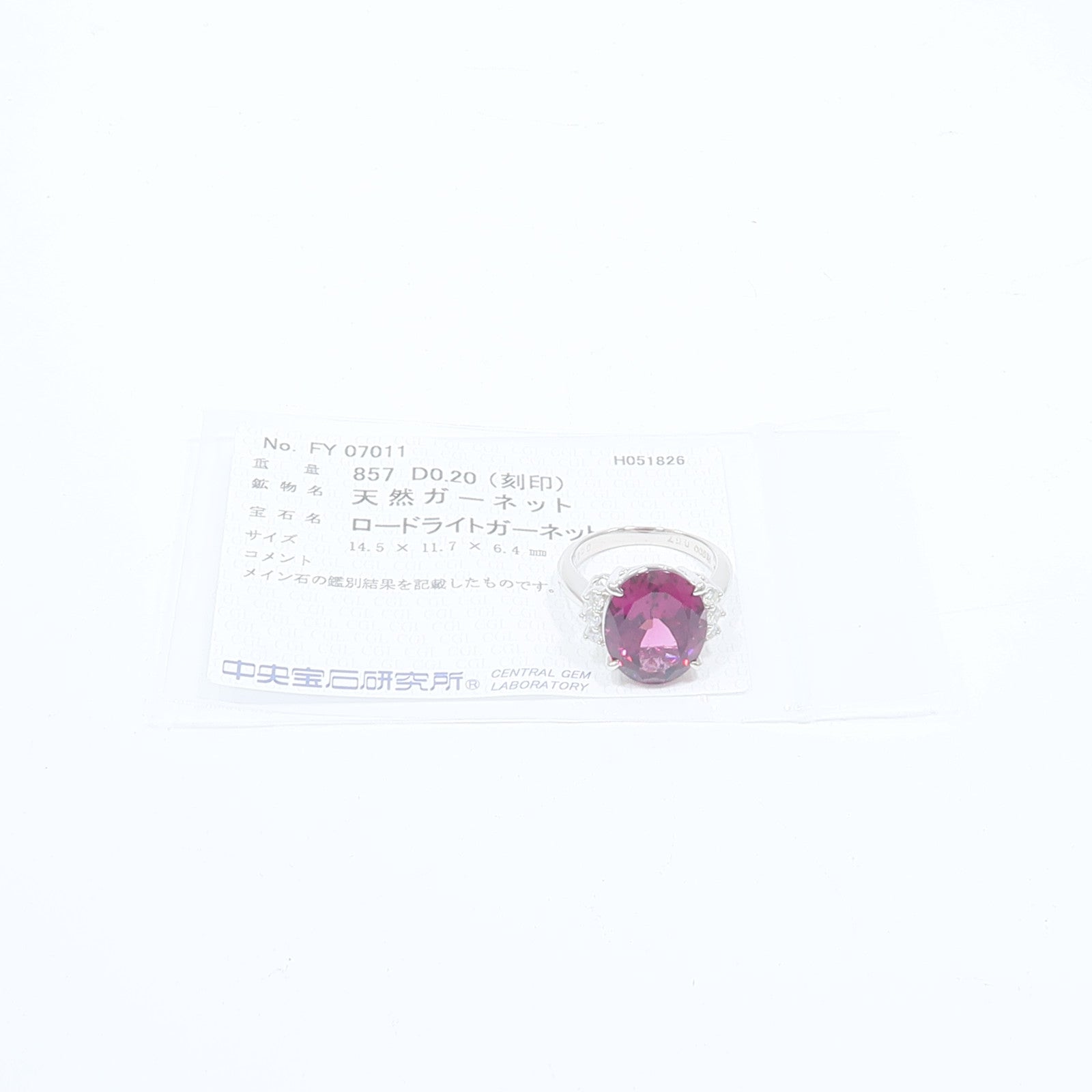 JEWELRY PT900鉑金Garnet Diamond Ring石榴石/鑽石戒指