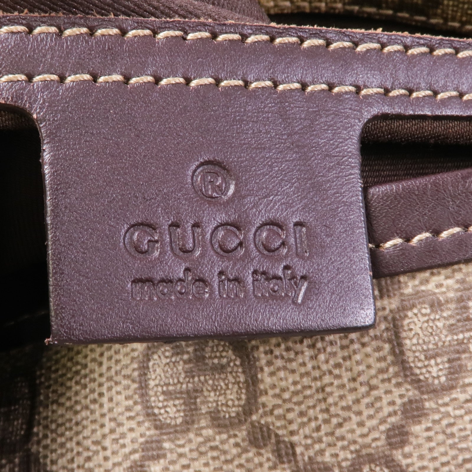 GUCCI 牛皮皮革/塗層帆布Shoulder Bag金扣肩背袋