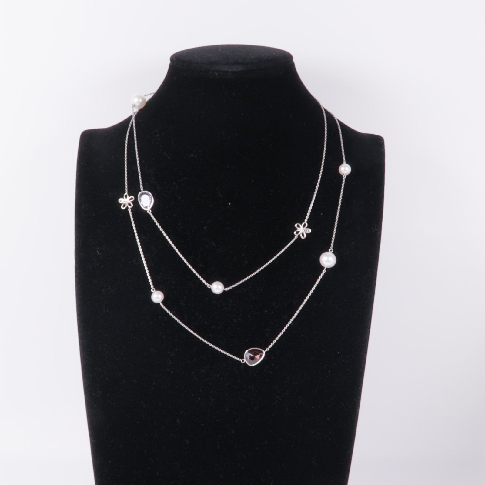 JEWELRY Pearl Diamond Necklace 18K White Gold