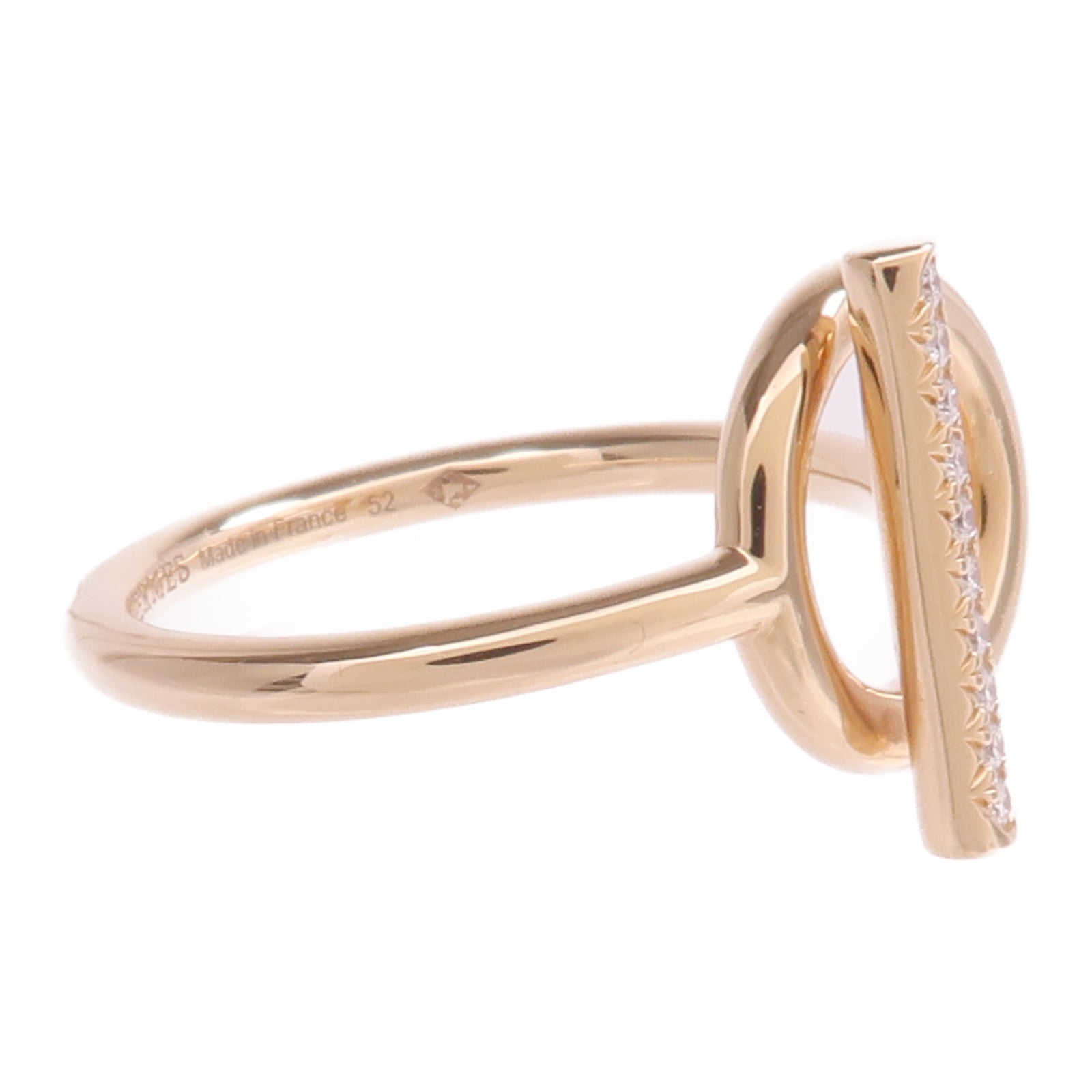 HERMES 18K玫瑰金Echappee Ring鑽石戒指Hermes#52/US#6.5