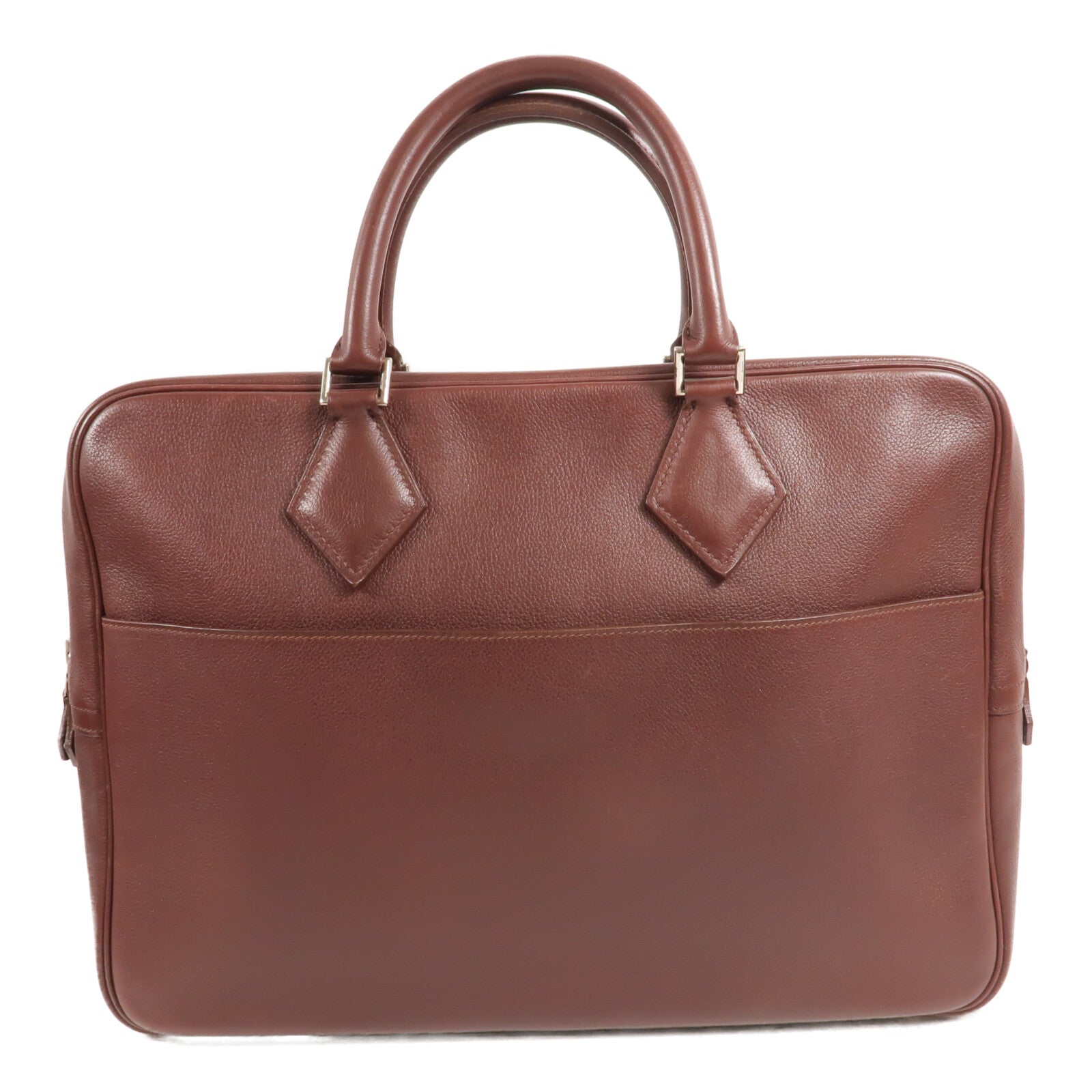 HERMES Clemence皮革Plume Dog 38公事包Bordeaux