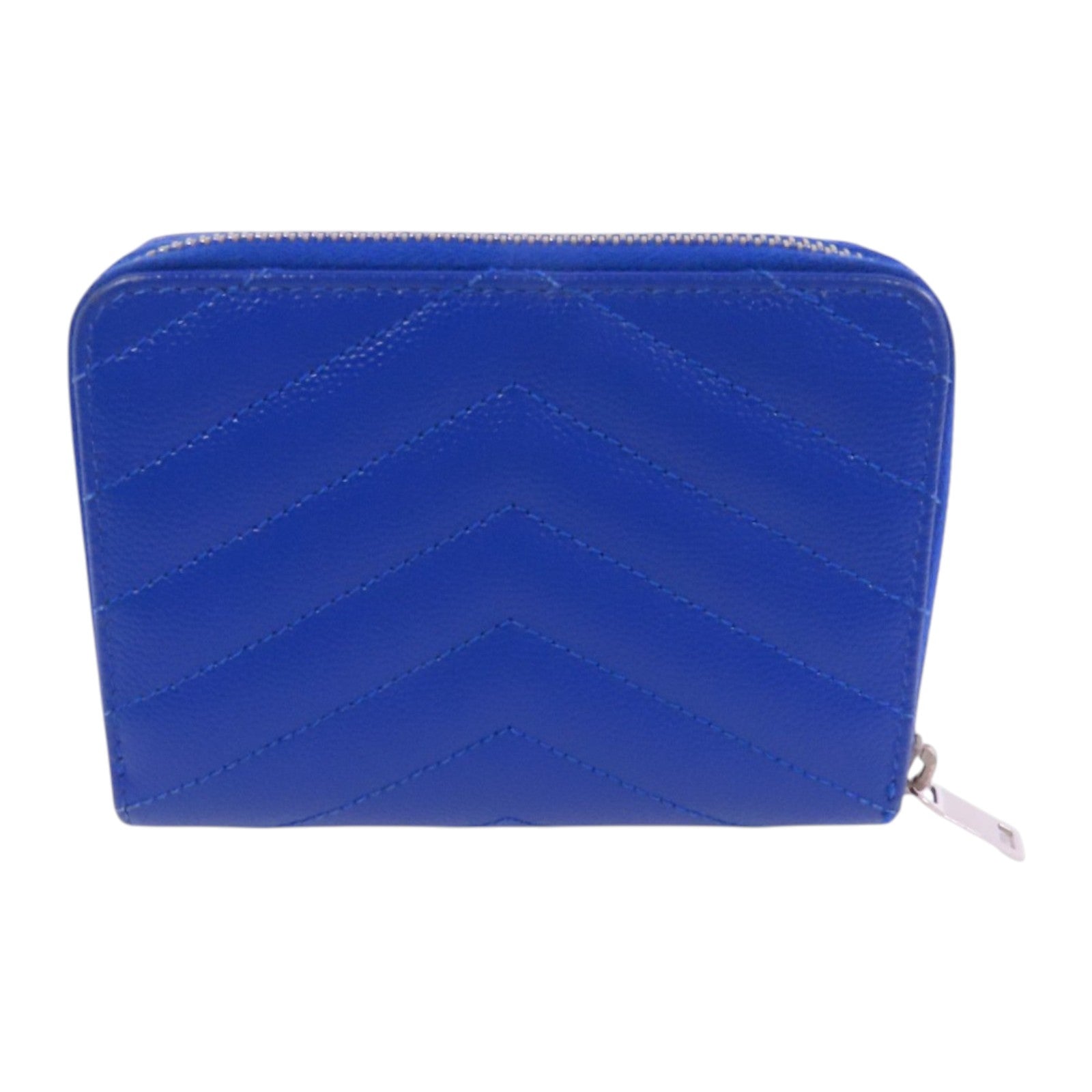 SAINT LAURENT 牛皮皮革Zipper Wallet銀扣拉鏈短錢包