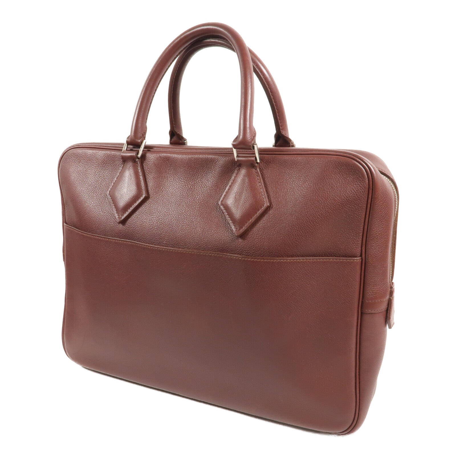 HERMES Clemence皮革Plume Dog 38公事包Bordeaux