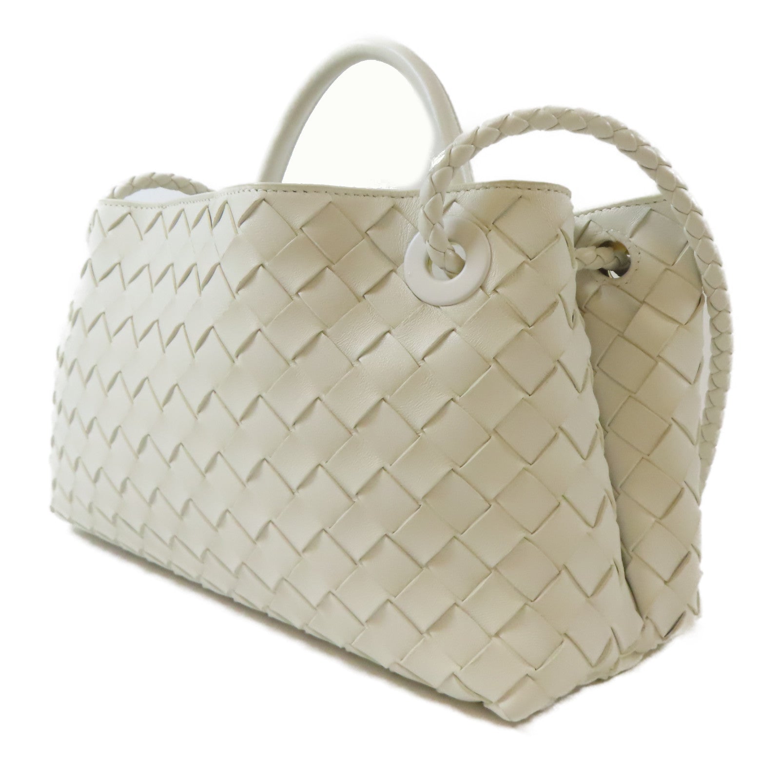 BOTTEGA VENETA 羊皮皮革East West Andiamo金扣手挽肩背兩用袋白色