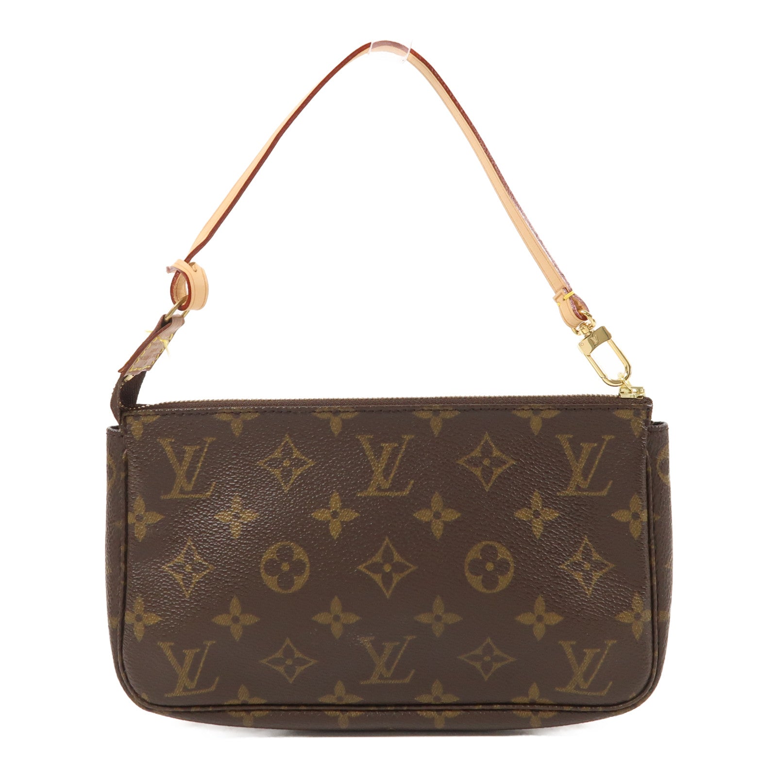 LOUIS VUITTON Monogram Pochette Accessoires金扣手拿包棕色