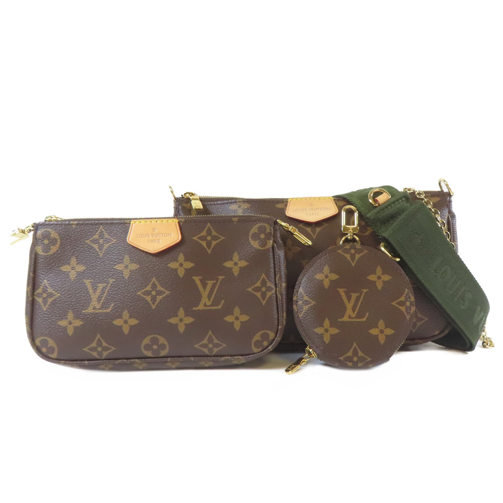LOUIS VUITTON Monogram Multi Pochette Accessories金扣肩背袋啡色