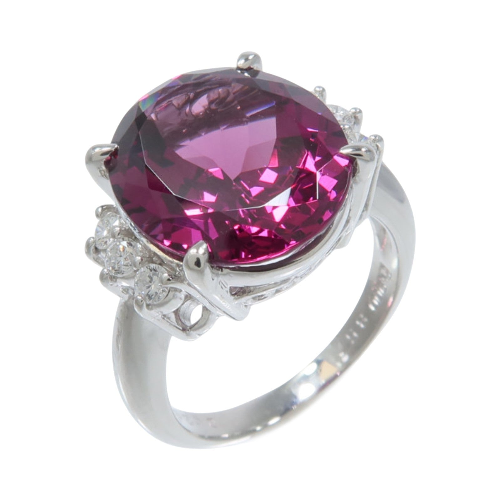 JEWELRY PT900鉑金Garnet Diamond Ring石榴石/鑽石戒指