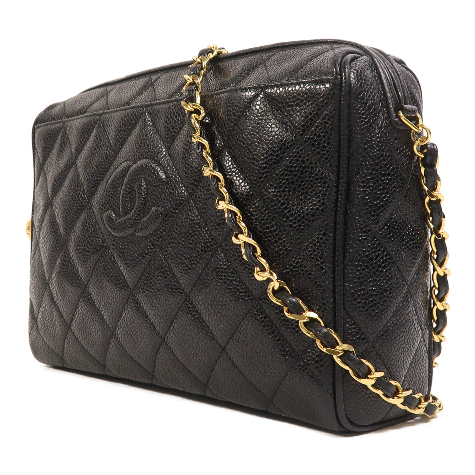CHANEL 牛皮皮革Chain Shoulder金扣鏈帶肩背袋