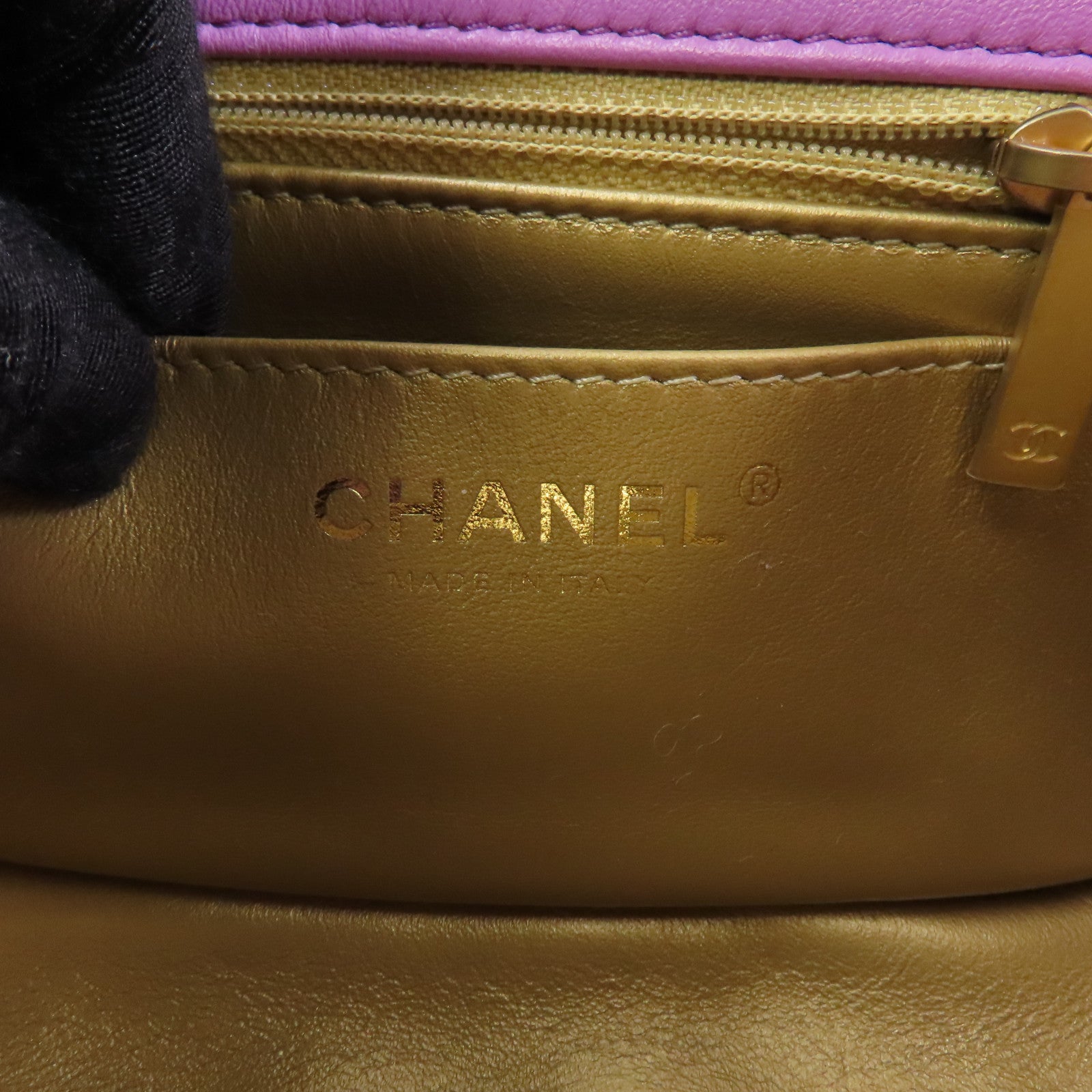 CHANEL 菱格羊皮皮革Classic 17cm金扣鏈帶肩背袋紫色