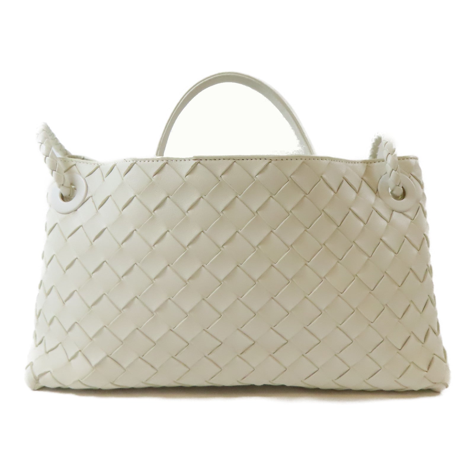 BOTTEGA VENETA 羊皮皮革East West Andiamo金扣手挽肩背兩用袋白色