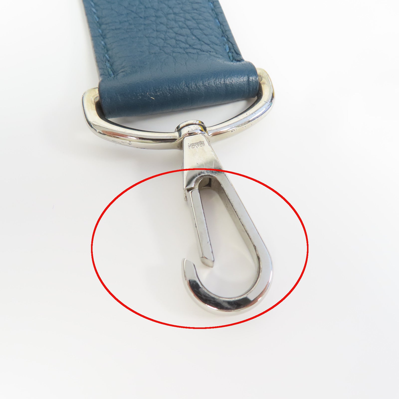 HERMES 【激減優惠】Clemence皮革Jypsiere 34銀扣肩背袋鴨子藍色