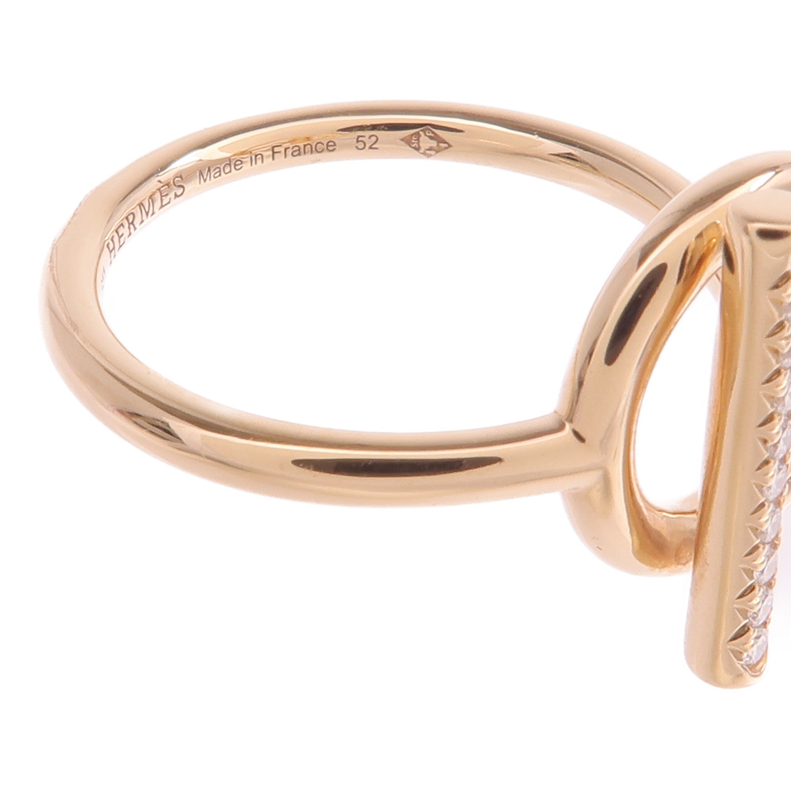 HERMES 18K玫瑰金Echappee Ring鑽石戒指Hermes#52/US#6.5
