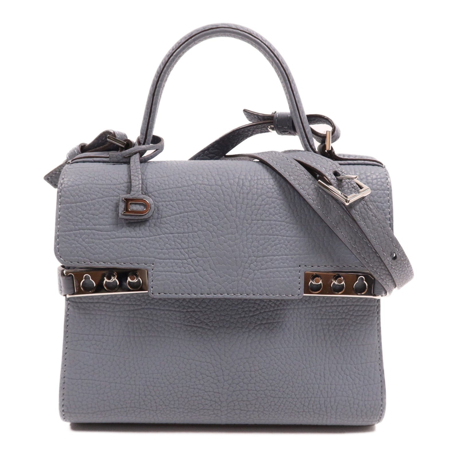 Delvaux 牛皮皮革Tempete Mini銀扣手挽肩背兩用袋