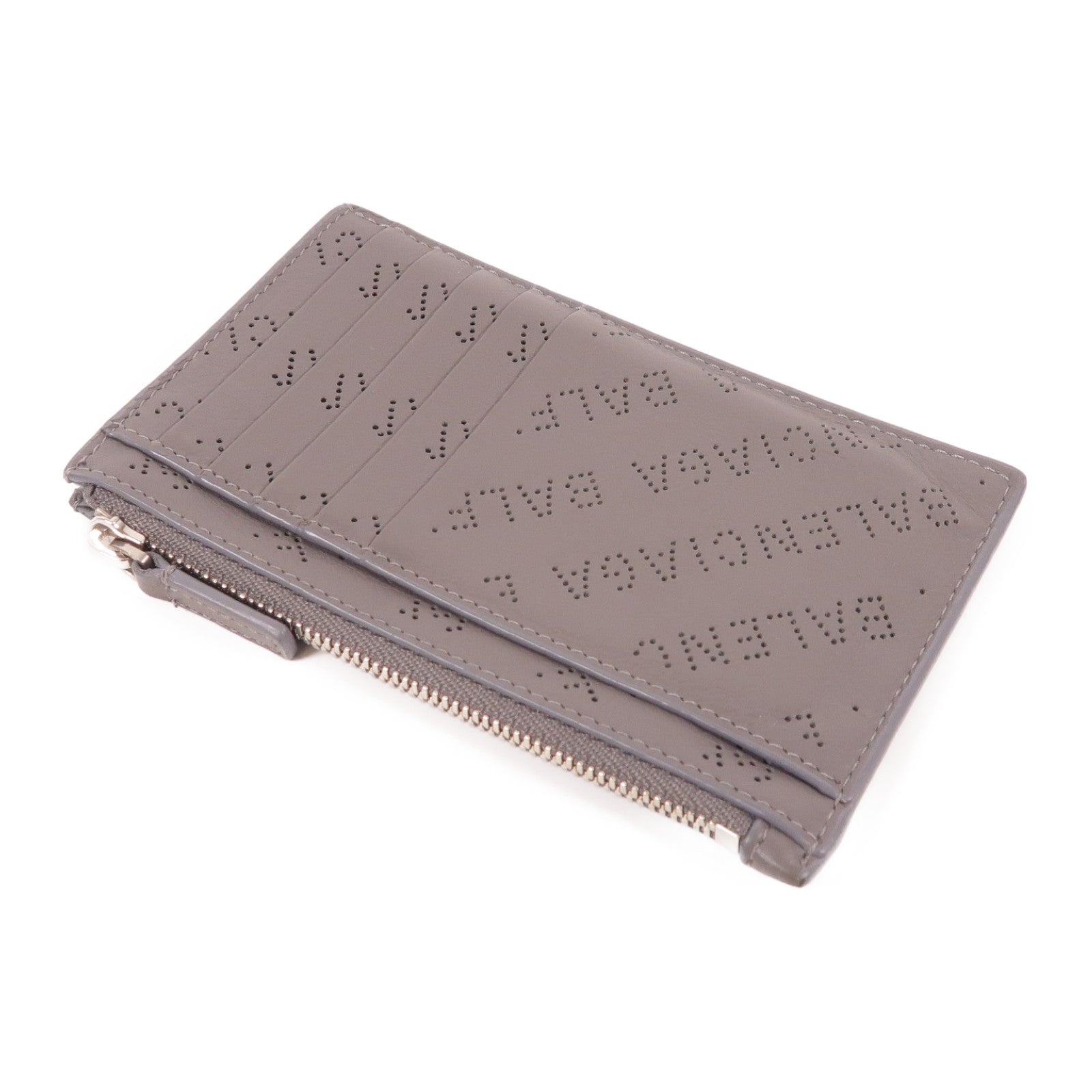 BALENCIAGA SHW Card Case/Card Holder 640535 Calfskin Leather Grey