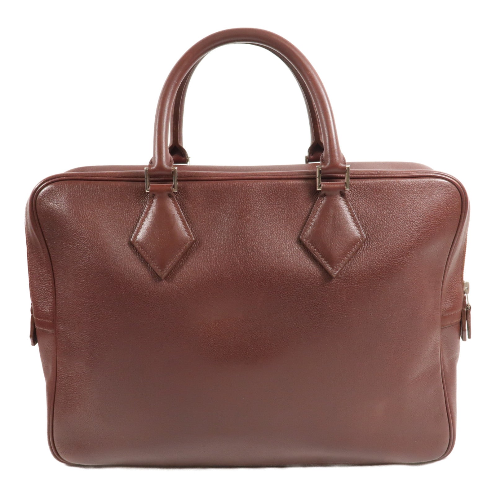 HERMES Clemence皮革Plume Dog 38公事包Bordeaux