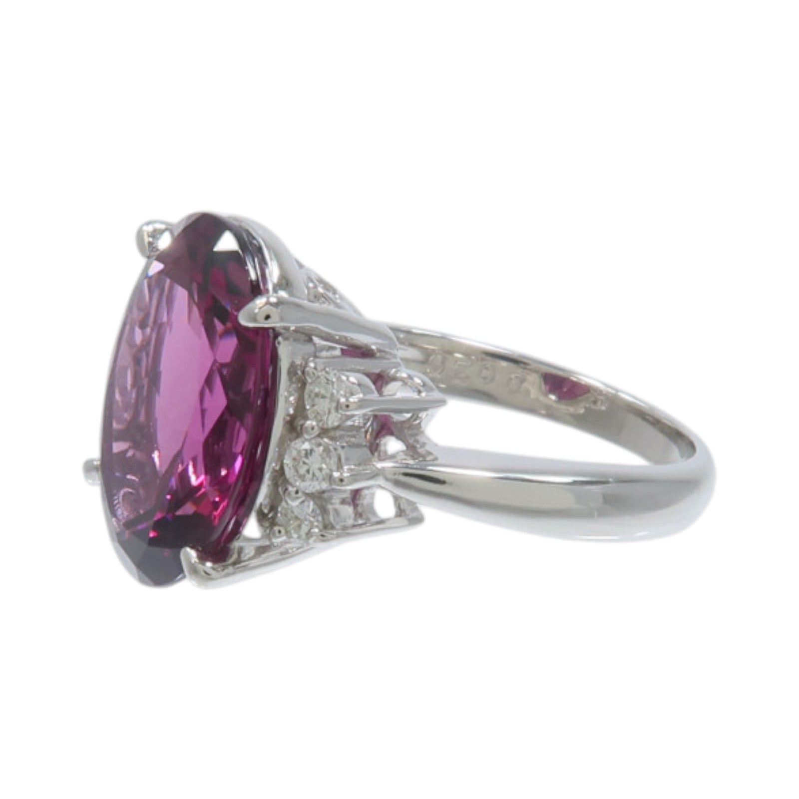 JEWELRY PT900鉑金Garnet Diamond Ring石榴石/鑽石戒指