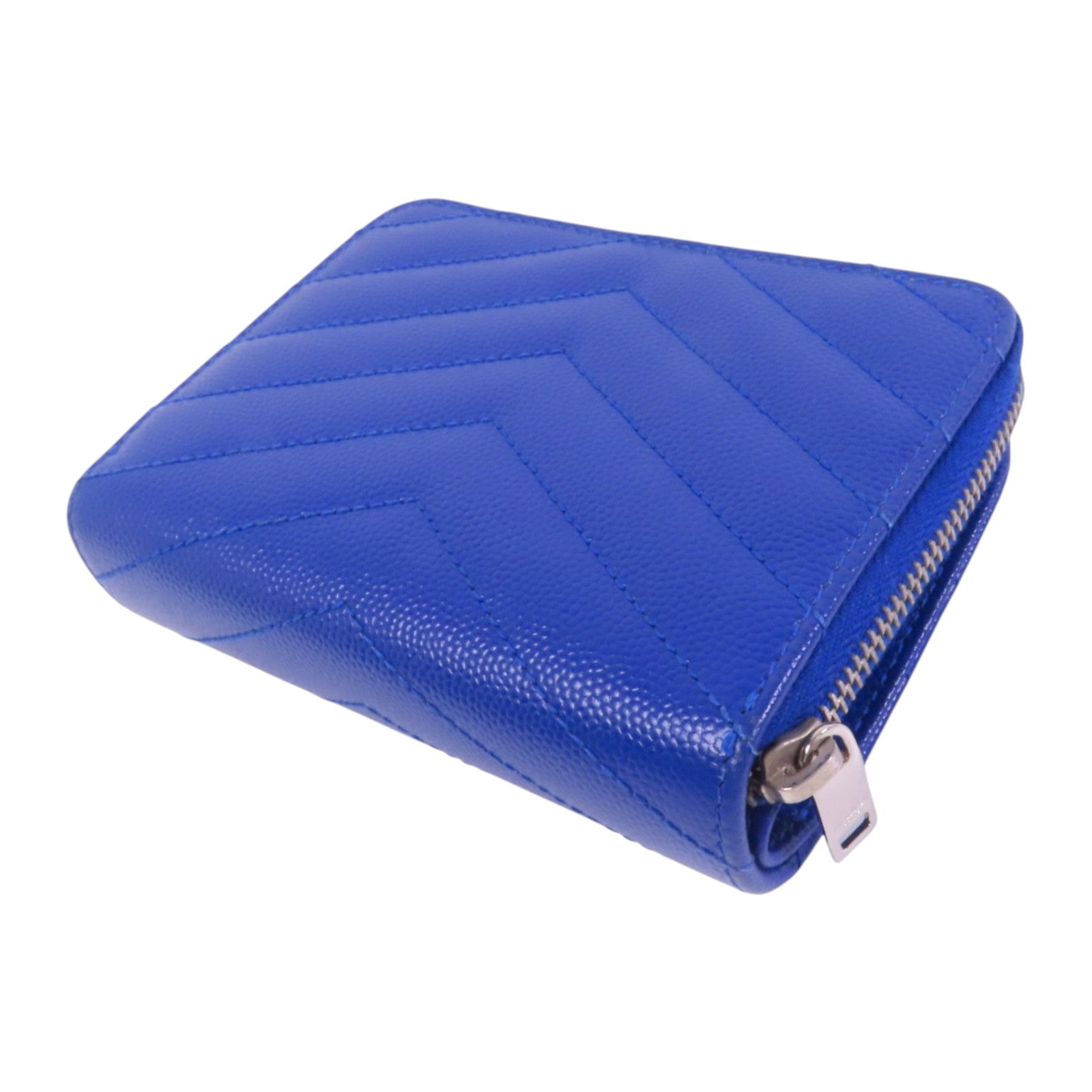 SAINT LAURENT 牛皮皮革Zipper Wallet銀扣拉鏈短錢包