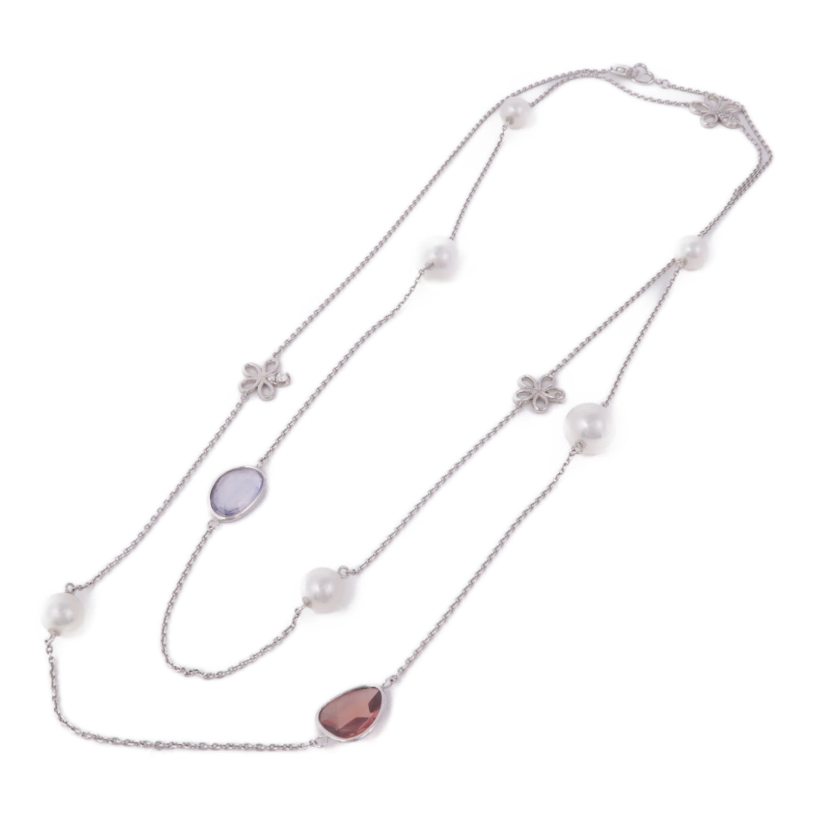 JEWELRY Pearl Diamond Necklace 18K White Gold