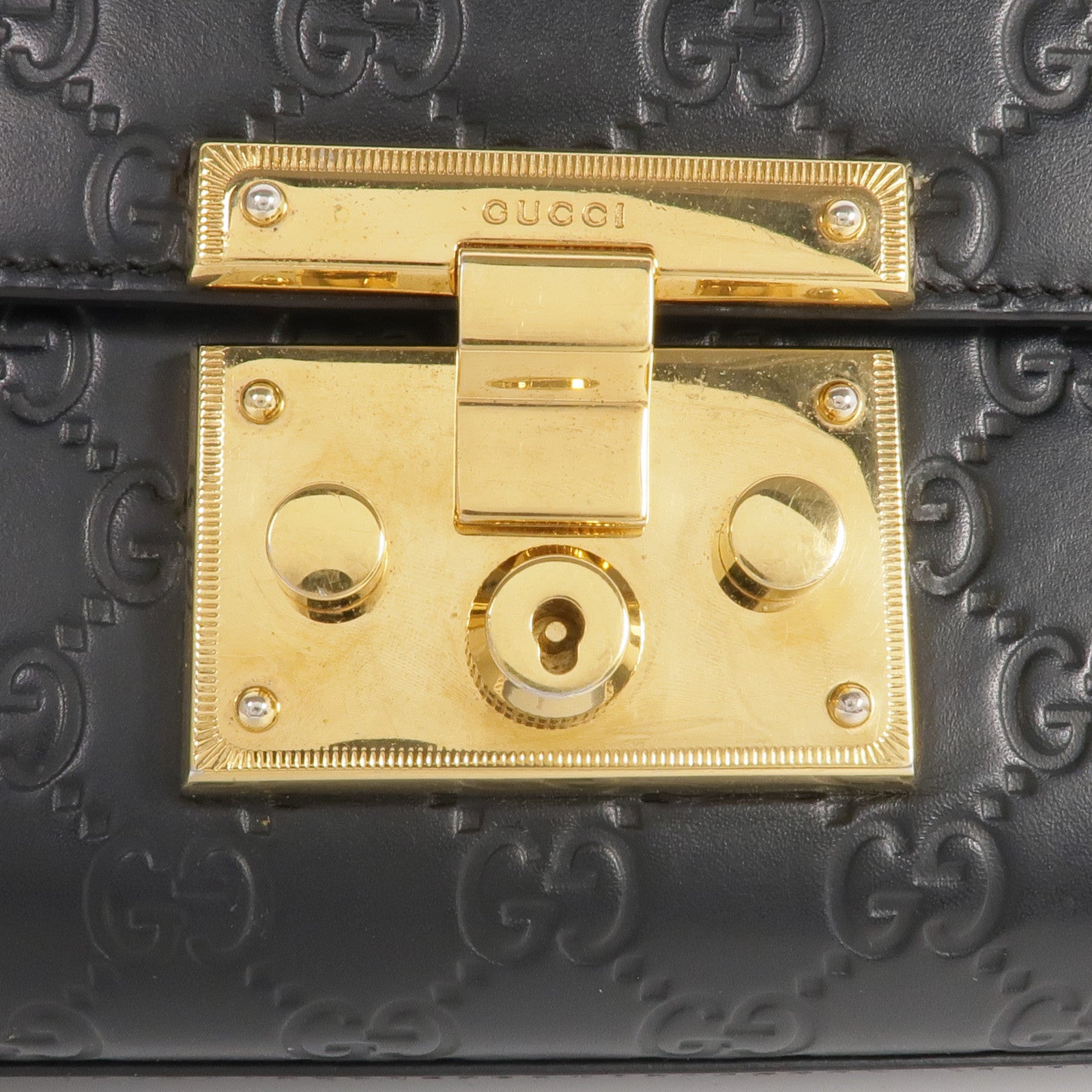GUCCI 牛皮皮革Padlock Small金扣鏈帶肩背袋