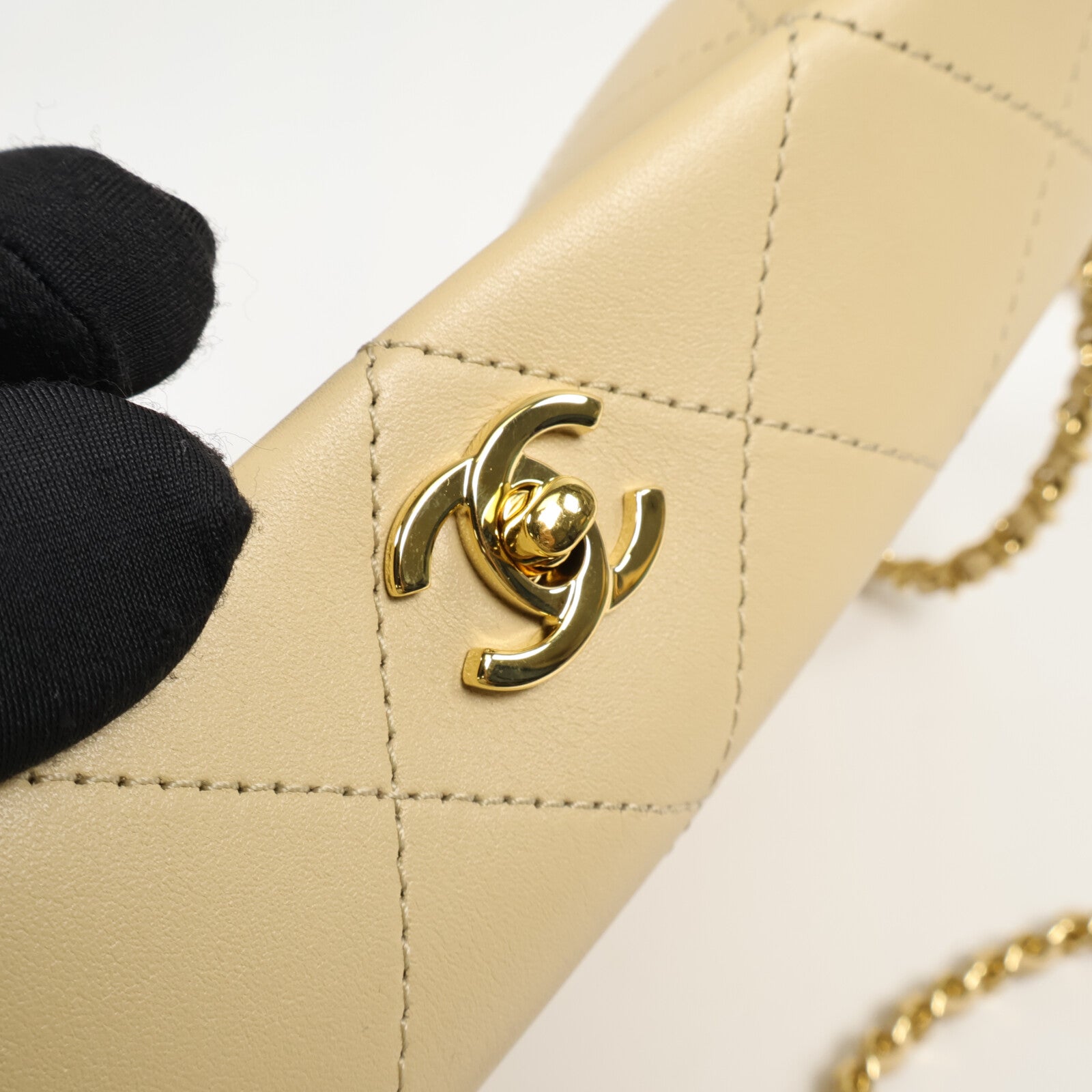 CHANEL 牛皮皮革Chain Shoulder Bag鏈帶手挽肩背兩用袋