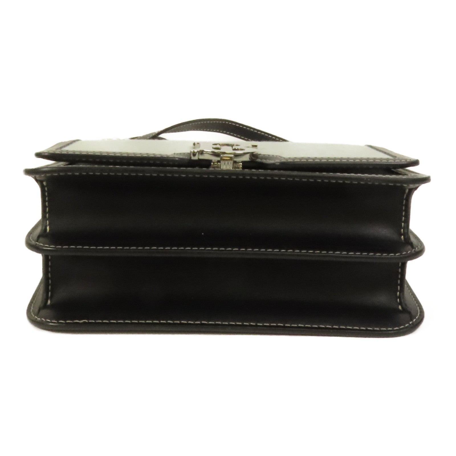 BURBERRY 牛皮皮革/帆布Shoulder Bag銀扣肩背袋