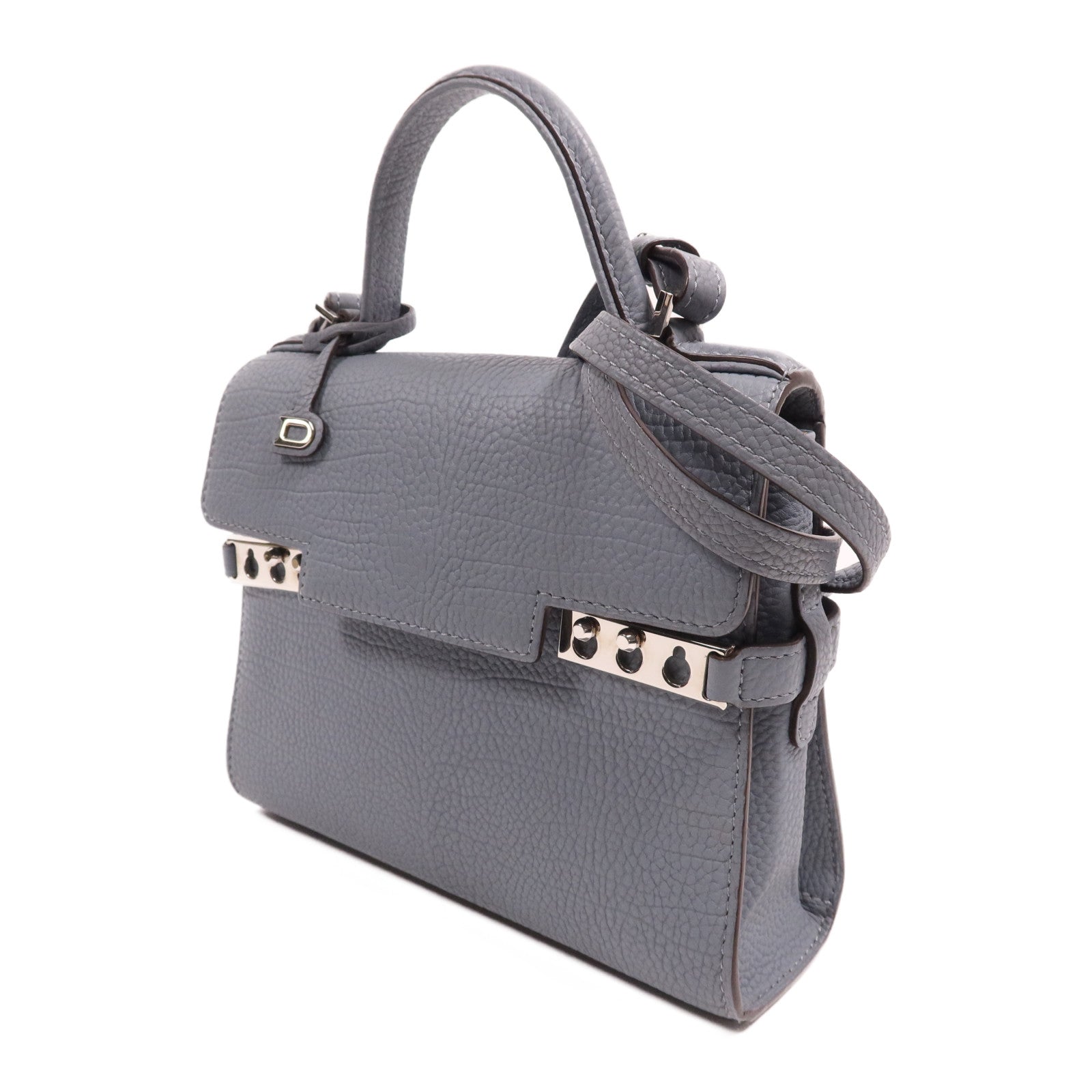 Delvaux 牛皮皮革Tempete Mini銀扣手挽肩背兩用袋