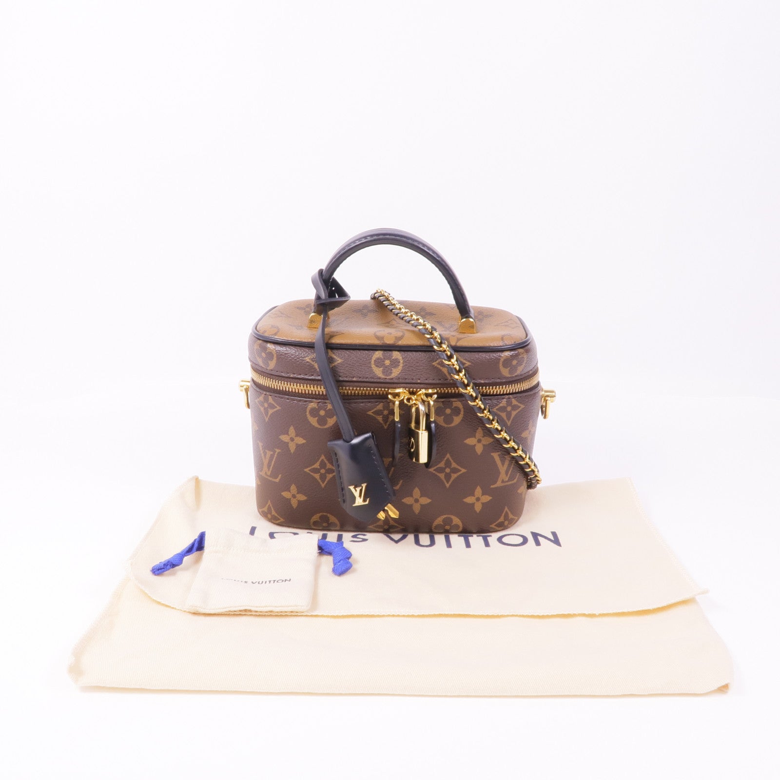 LOUIS VUITTON 【激減優惠】Monogram Reverse Vanity PM金扣手挽肩背兩用袋棕色