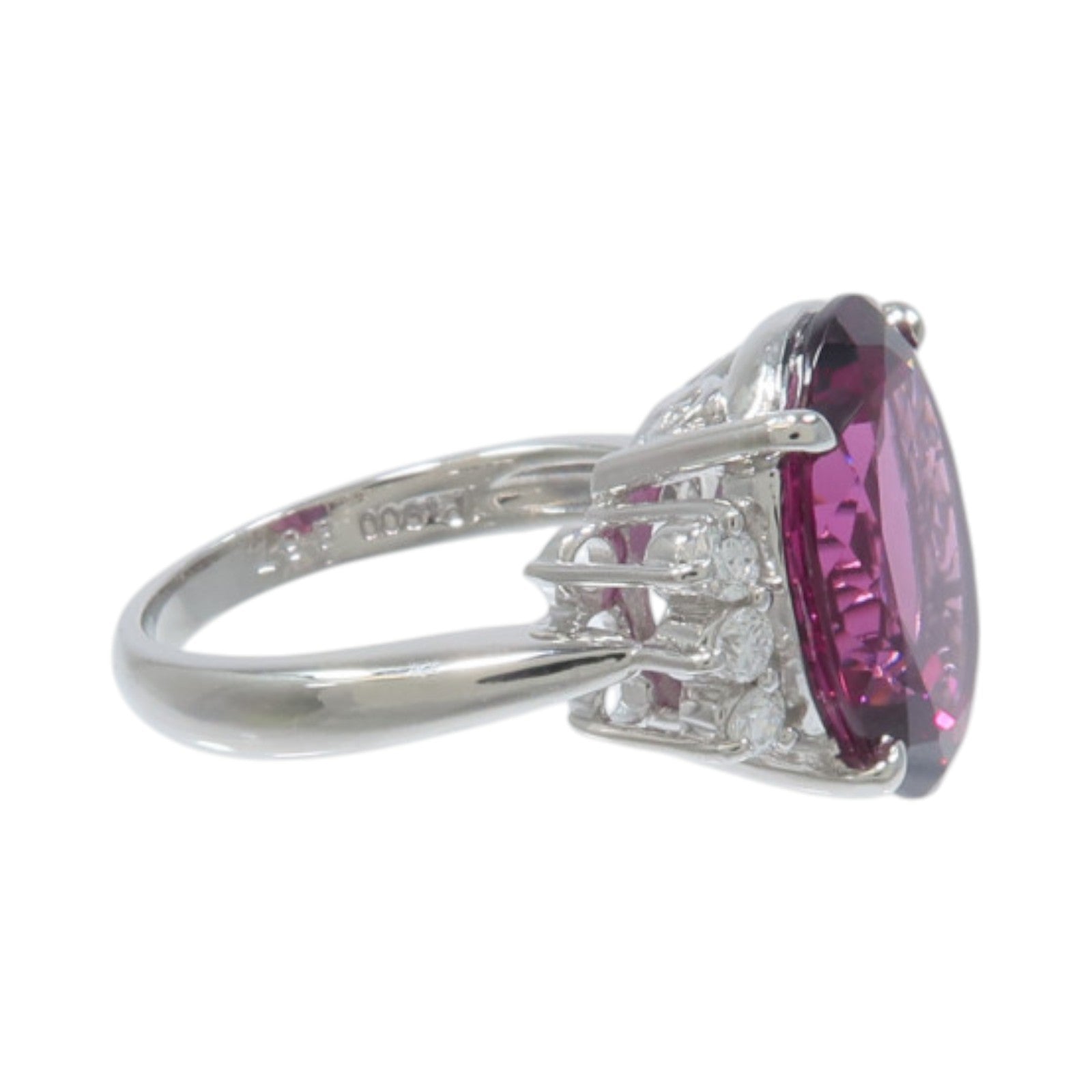 JEWELRY PT900鉑金Garnet Diamond Ring石榴石/鑽石戒指