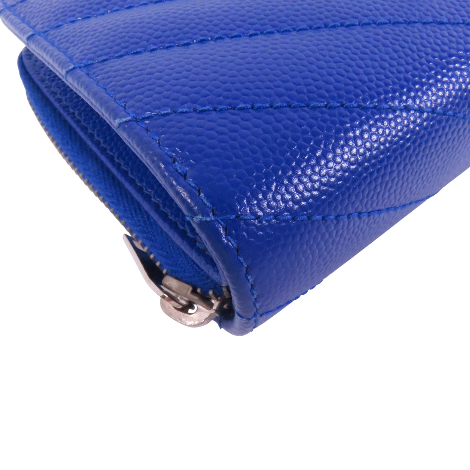 SAINT LAURENT 牛皮皮革Zipper Wallet銀扣拉鏈短錢包